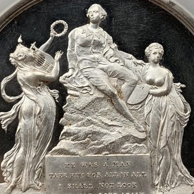 掌中浮雕-藏着的欧洲第007场 - 1803年莎士比亚作品集银质奖章，带原盒，直径48mm。