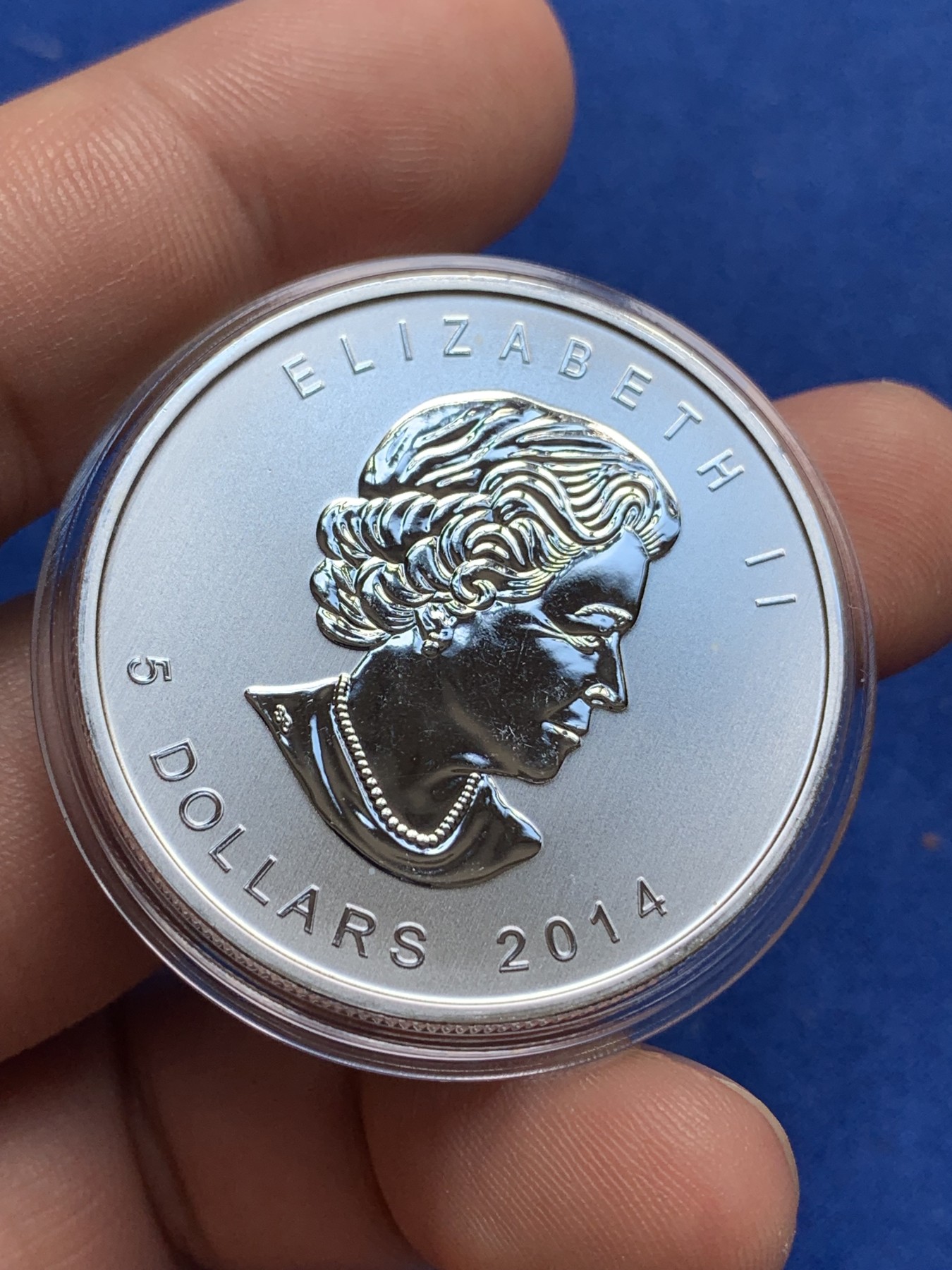 《竞宝斋》第195场-周日，周一 2场 (全场包邮) 加拿大 2014年 猛禽系列 鹰抓鱼 1盎司银币 31.1克 9999银 少见品种