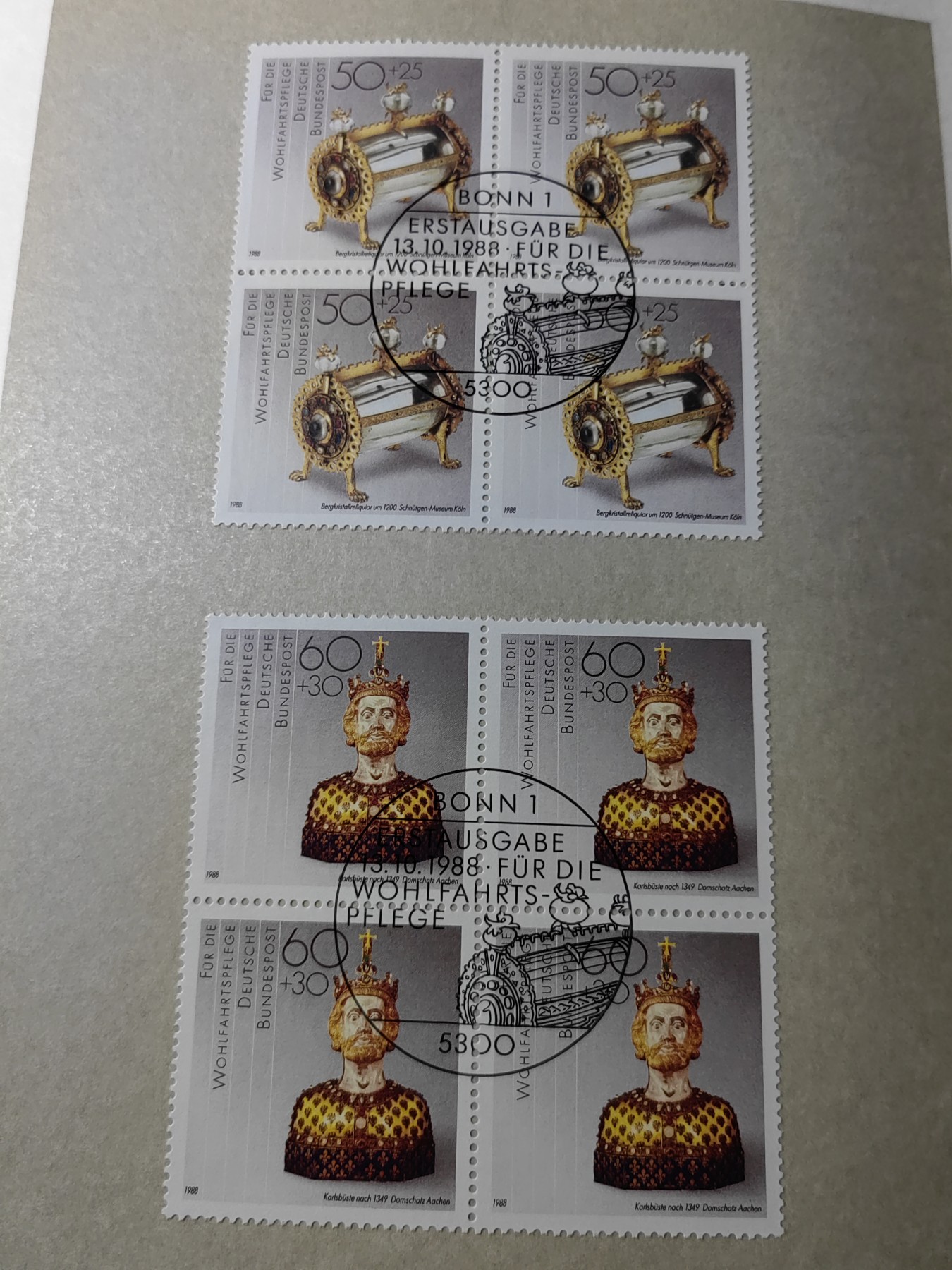 邮品精选第⑤场，含秒杀 1988年金银锻造文物邮折共4版四连体（秒杀）