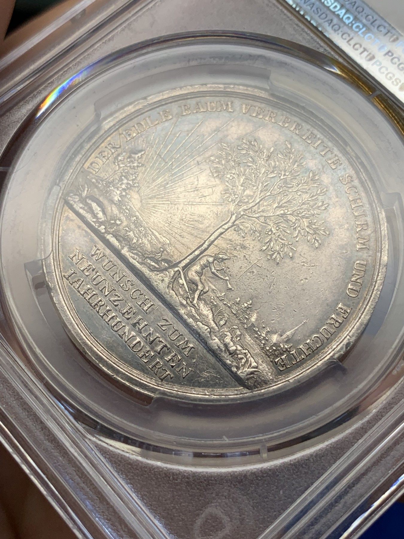 《竞宝斋》第195场-周日，周一 2场 (全场包邮) PCGS-SP53 德国 19世纪 创世纪双面神银章 Loos经典作品