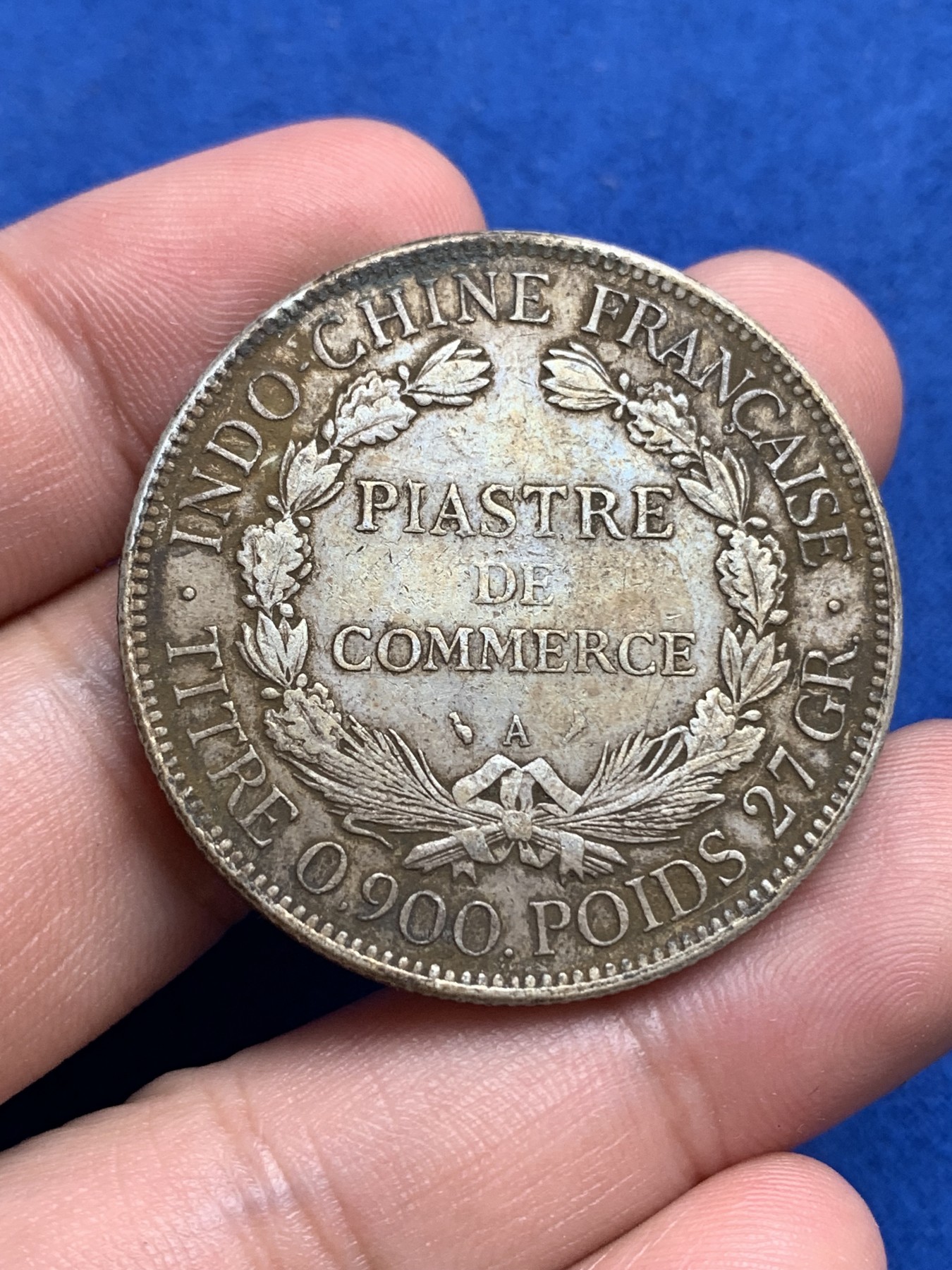 《竞宝斋》第195场-周日，周一 2场 (全场包邮) 1908年法属印支坐洋1皮阿斯特银币，原味老包浆