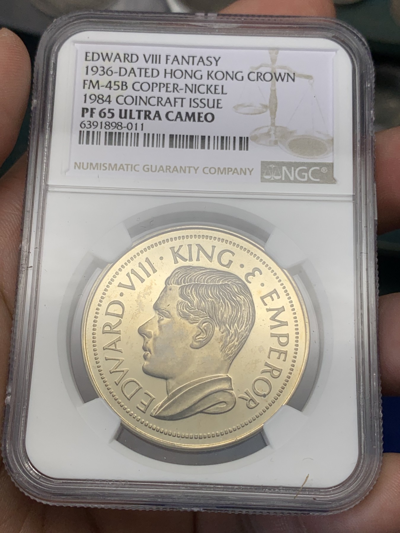 《竞宝斋》第195场-周日，周一 2场 (全场包邮) NGC PF65UC 香港1936年爱德华八世纪念克朗 臆造币，见于珍惜币目录