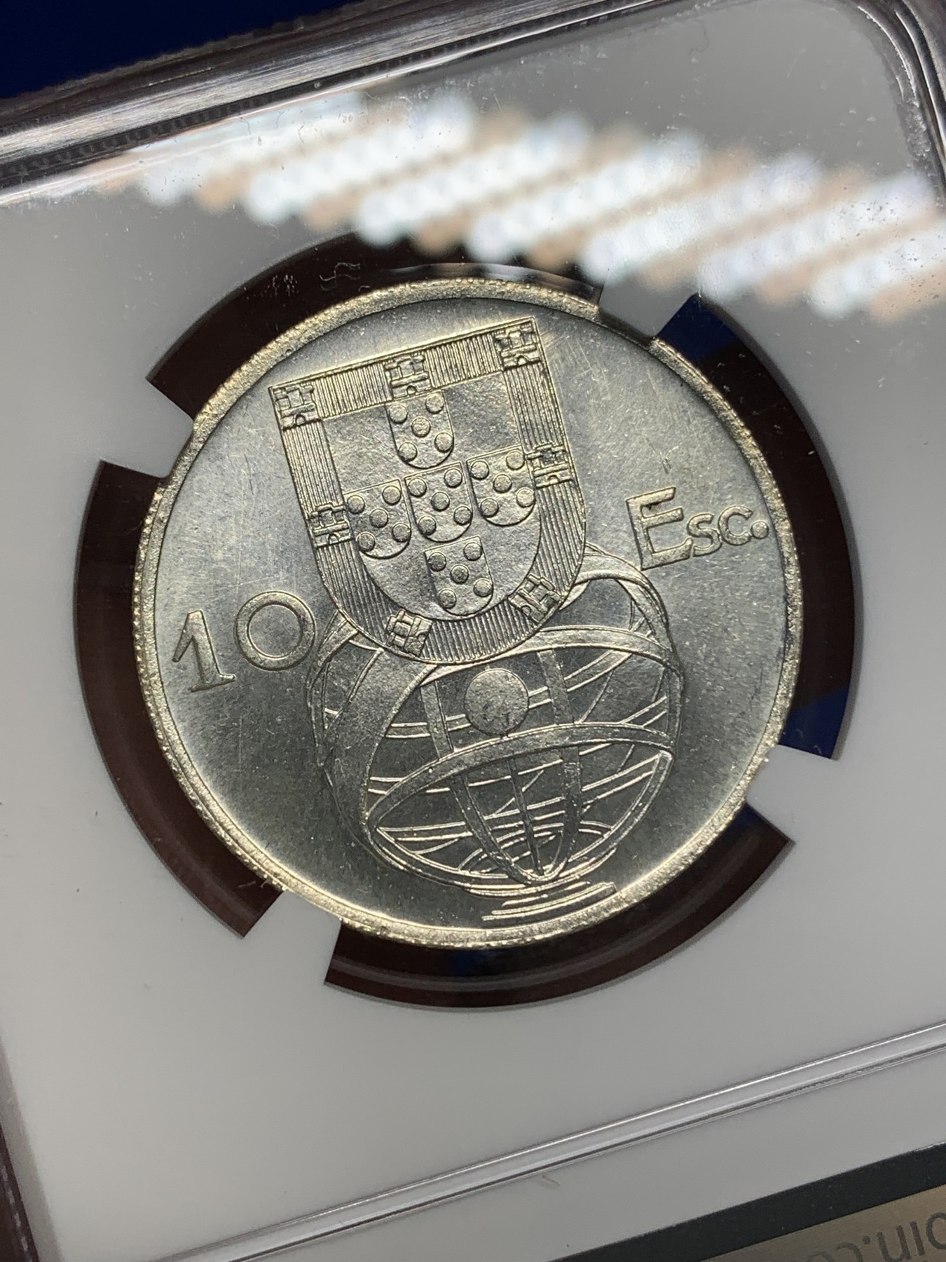 《竞宝斋》第195场-周日，周一 2场 (全场包邮) NGC-MS65 葡萄牙1955年大帆船10埃斯库多银币