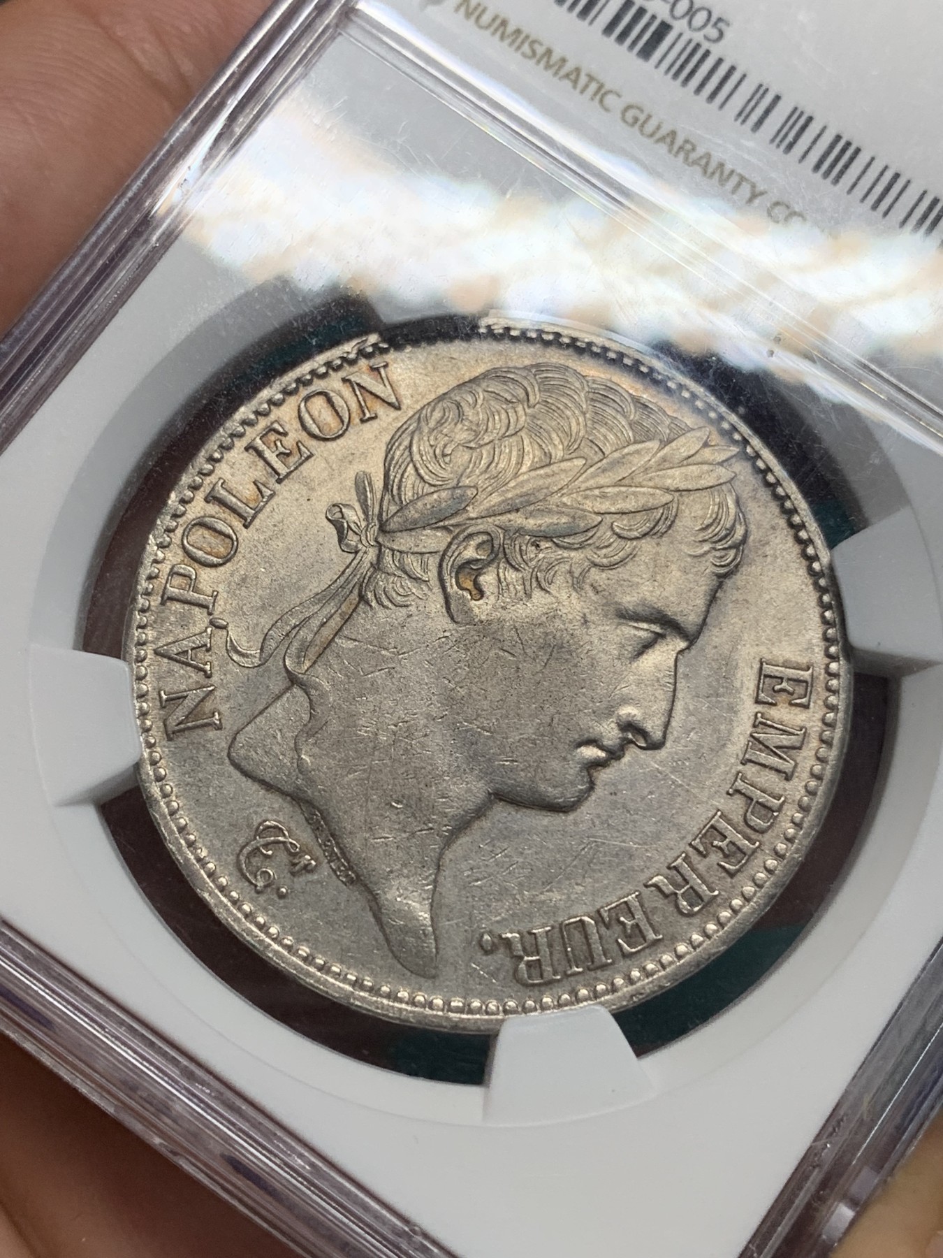 《竞宝斋》第195场-周日，周一 2场 (全场包邮) NGC-AUD 法国 1809年鲁昂厂 拿破仑皇帝5法郎 银币 早期年份，少见厂别，状态出色，观感好