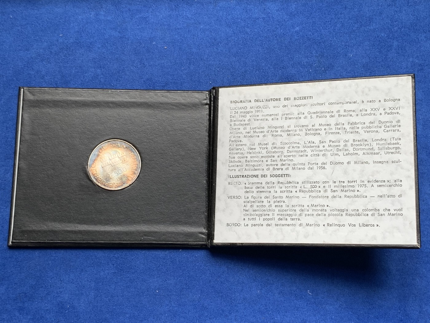 《竞宝斋》第195场-周日，周一 2场 (全场包邮) 卡装 圣马力诺1975年500里拉银币 包浆五彩美品