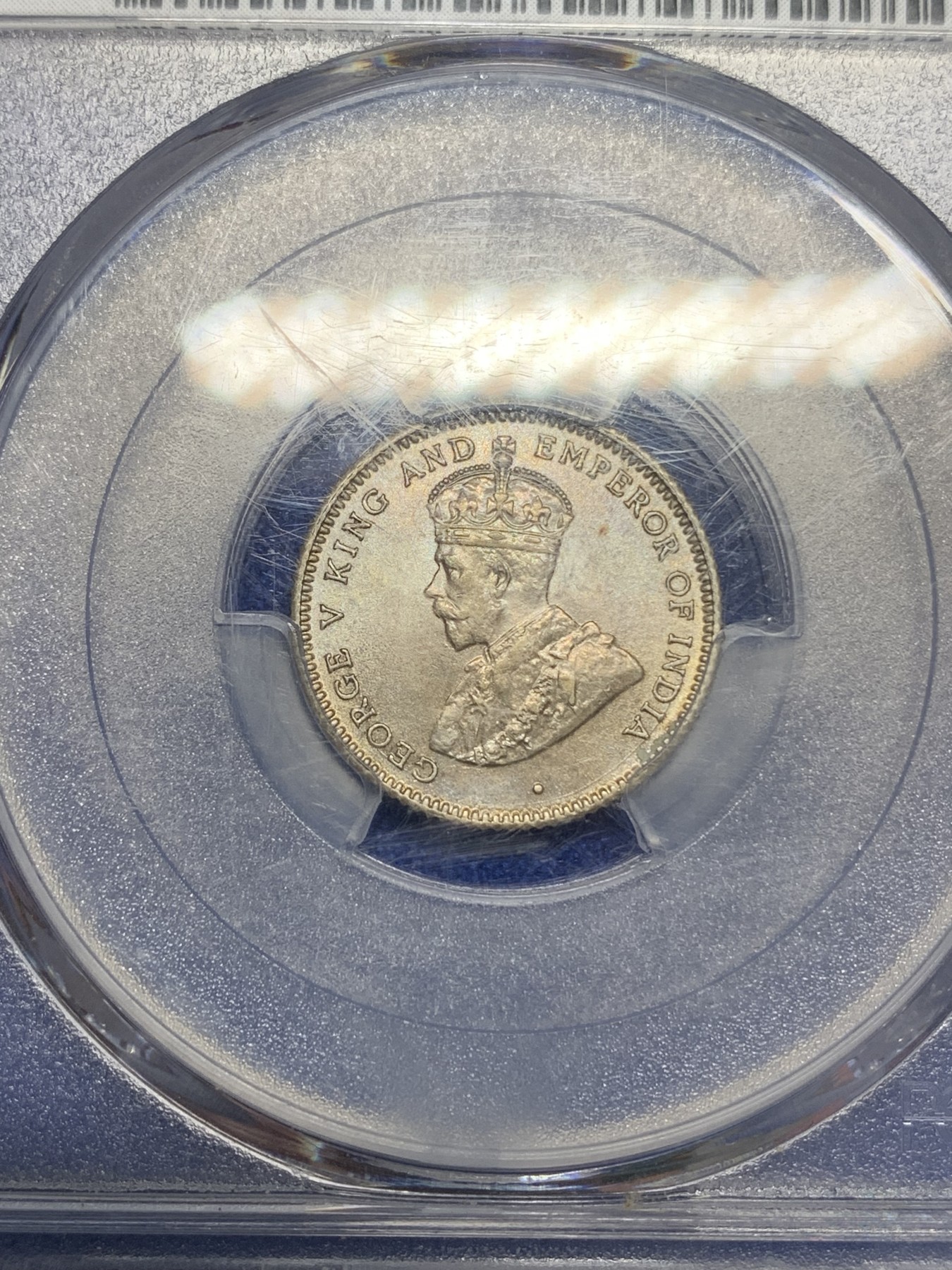 《竞宝斋》第195场-周日，周一 2场 (全场包邮) PCGS-MS63 英属锡兰 1926年 乔治五世25分银币