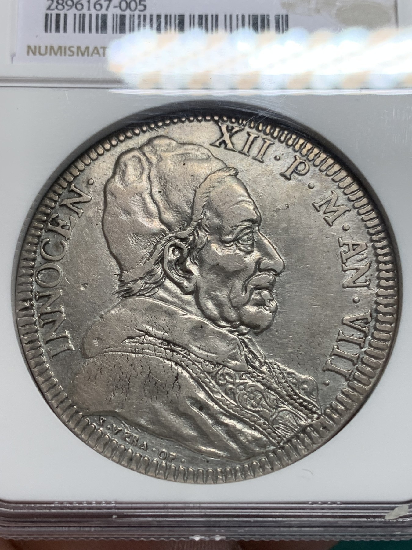 《竞宝斋》第195场-周日，周一 2场 (全场包邮) NGC XF  意大利教皇国 1698年1皮阿斯特大银币