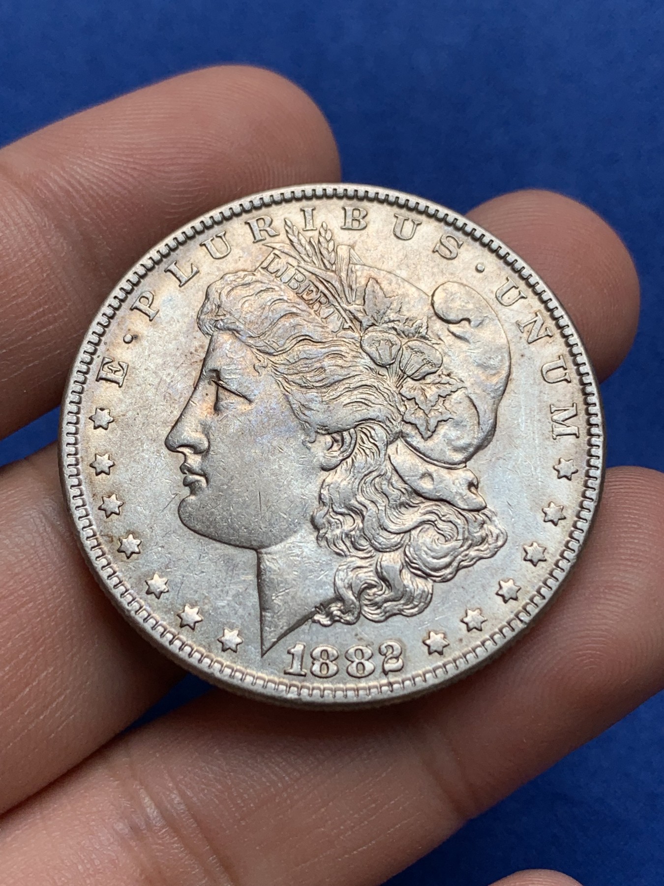 《竞宝斋》第195场-周日，周一 2场 (全场包邮) 美国1882年摩根1美元大银币 不多的年份