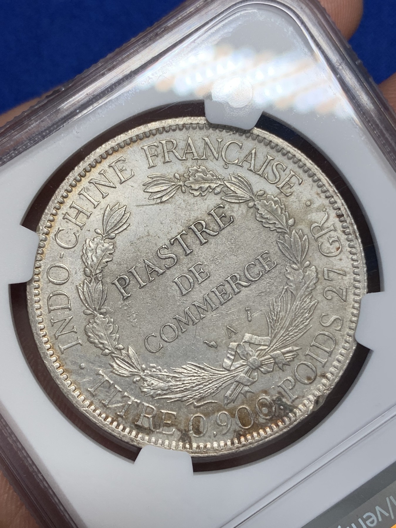 《竞宝斋》第195场-周日，周一 2场 (全场包邮) NGC-AUD 法属印度支那 1895A 坐洋 难得五官清晰 底光可见