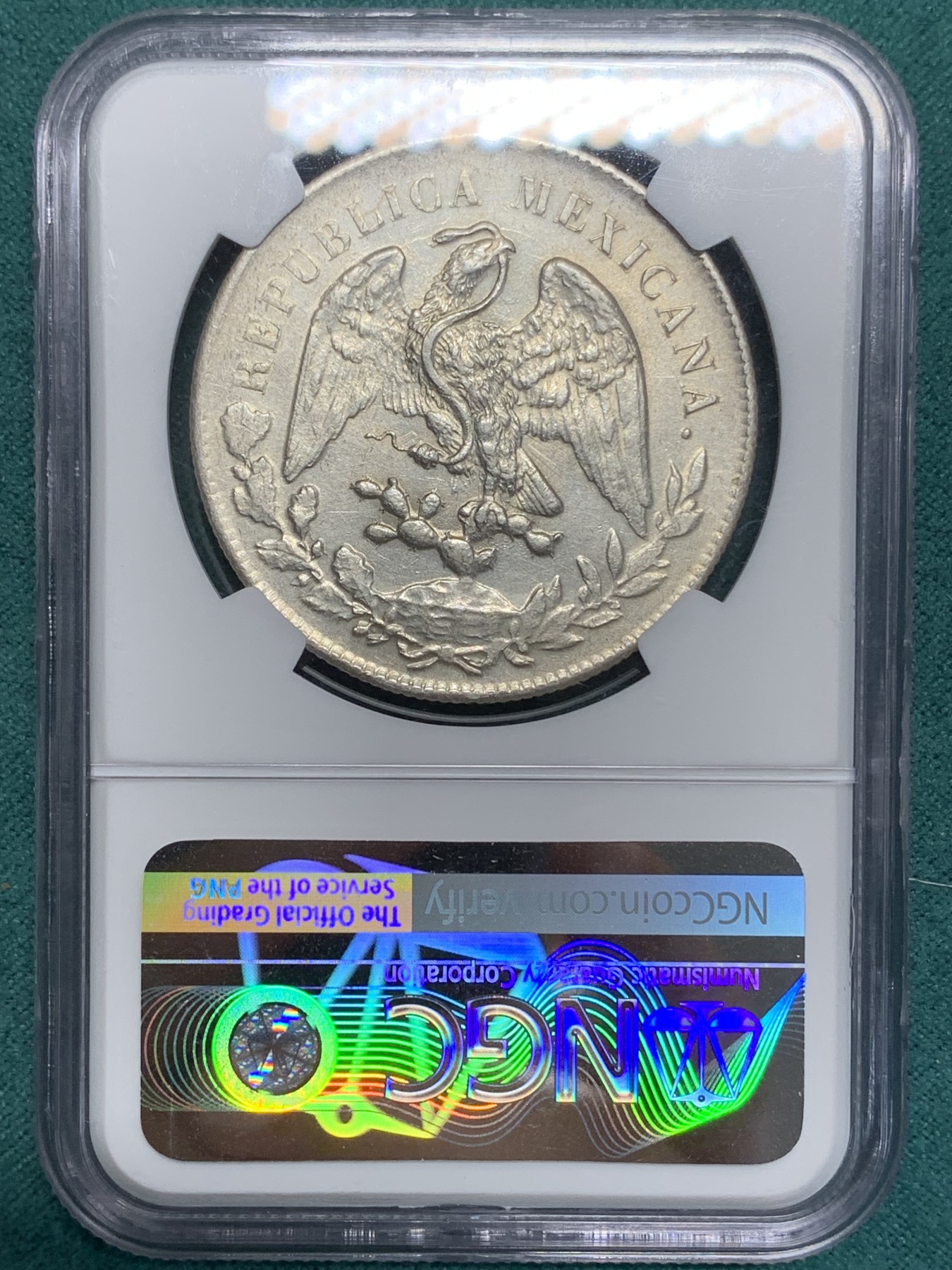 《竞宝斋》第195场-周日，周一 2场 (全场包邮) NGC AU 墨西哥1898年直边鹰洋银元