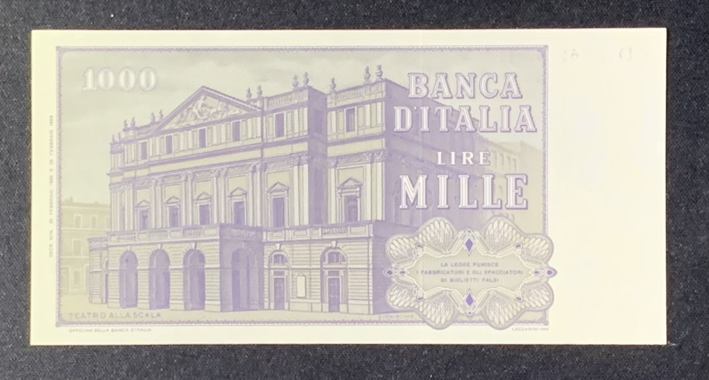 紫瑗钱币——第302期拍卖—纸币场 意大利 1981年 威尔第 1000里拉 UNC