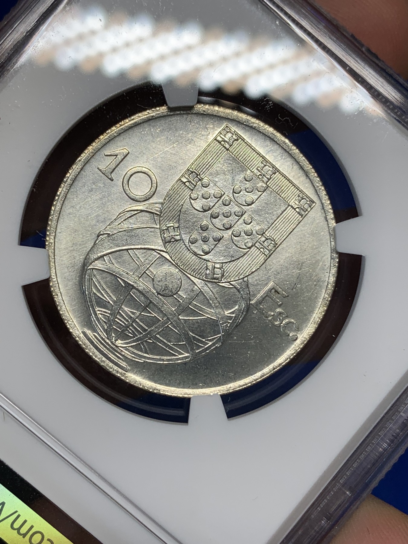 《竞宝斋》第195场-周日，周一 2场 (全场包邮) NGC-MS65 葡萄牙1955年大帆船10埃斯库多银币