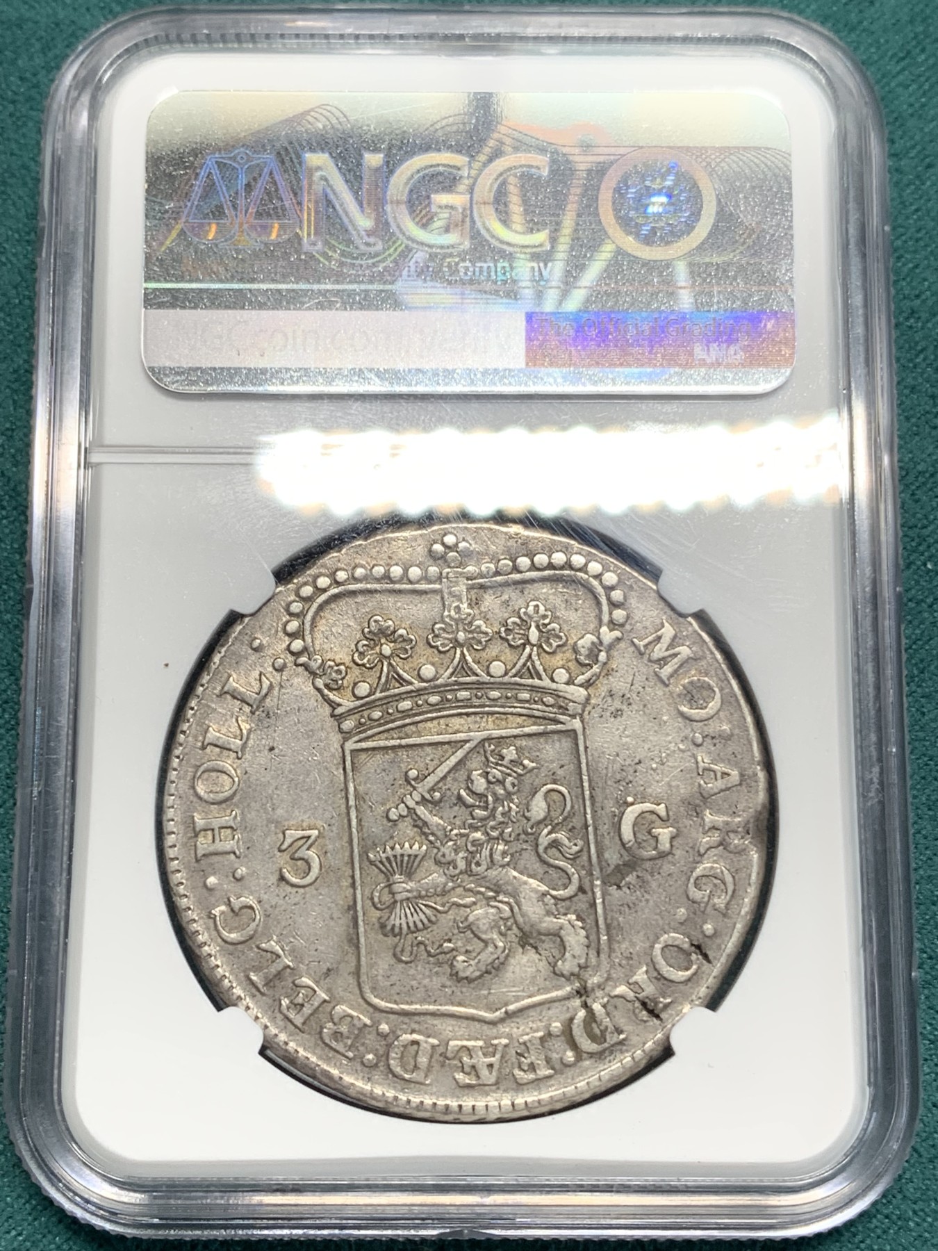 《竞宝斋》第195场-周日，周一 2场 (全场包邮) NGC XFD 荷兰1764年乌特勒支3Gulden 女神大银