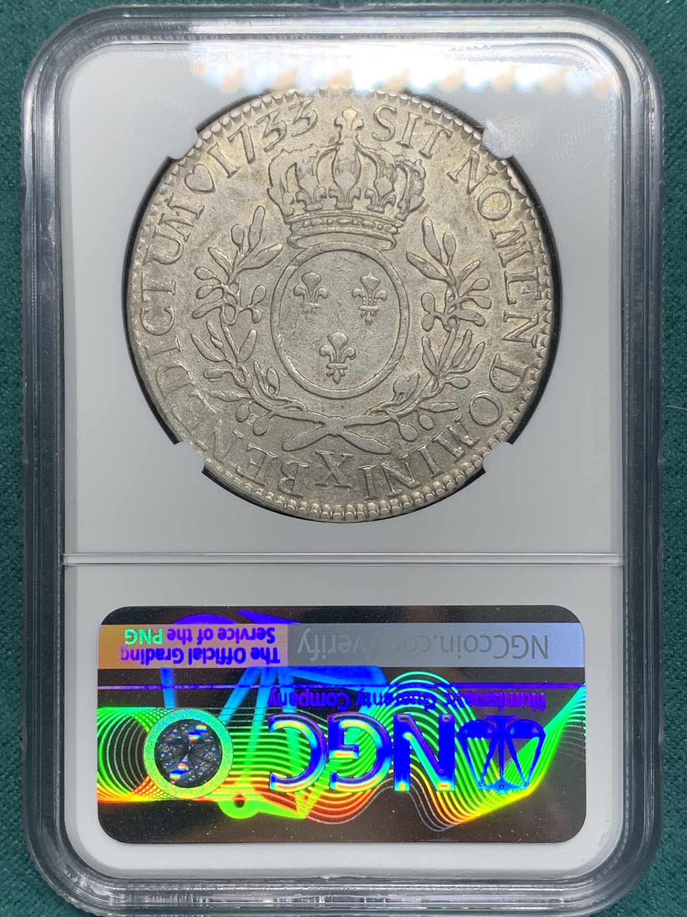 《竞宝斋》第195场-周日，周一 2场 (全场包邮) NGC XFD 法国1733年路易十五埃居大银 稀少厂名 底板转光