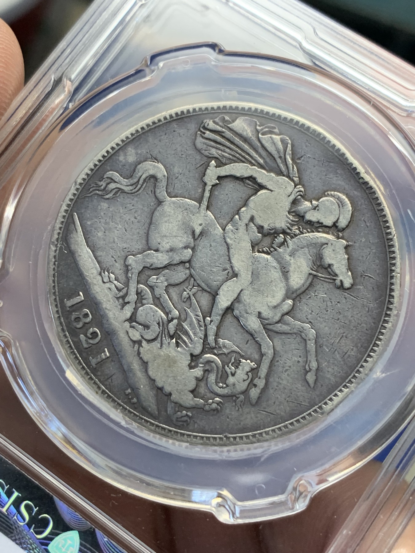 《竞宝斋》第195场-周日，周一 2场 (全场包邮) CSIS F15 英国 1821乔治四世马剑克朗银币