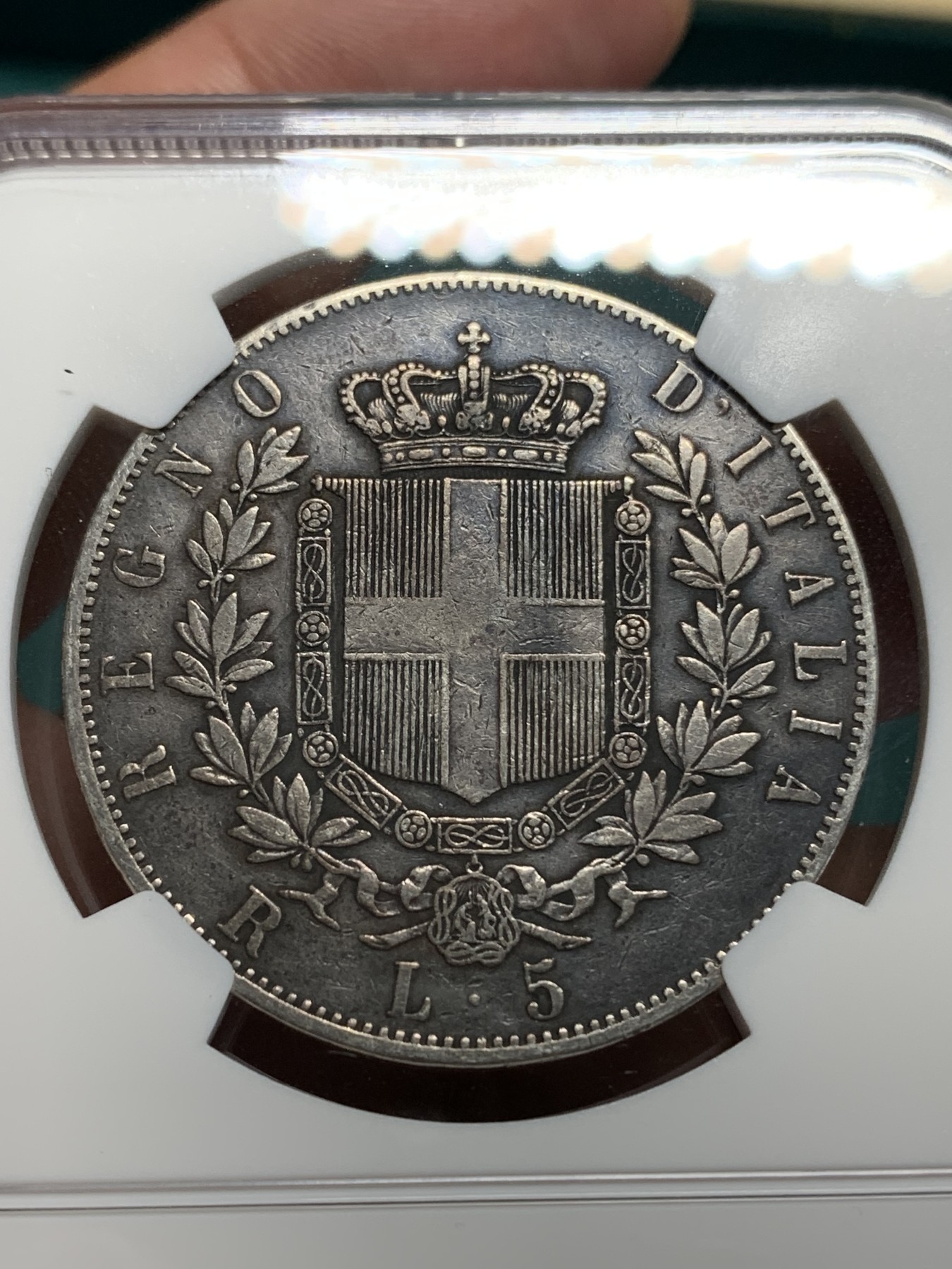 《竞宝斋》第195场-周日，周一 2场 (全场包邮) NGC VFD 意大利1876年曼纽尔二世5里拉银币