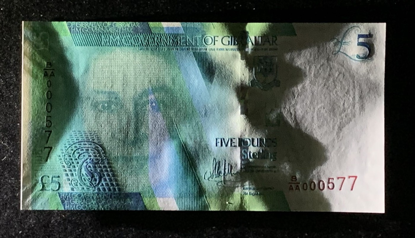 紫瑗钱币——第302期拍卖—纸币场 【百位号 双号7】直布罗陀 2020年 伊丽莎白二世 5磅 UNC