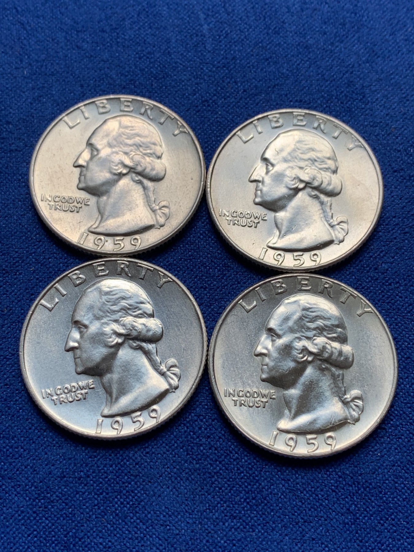 《竞宝斋》第195场-周日，周一 2场 (全场包邮) 4枚一组 美国1959年25美分银币 900高银