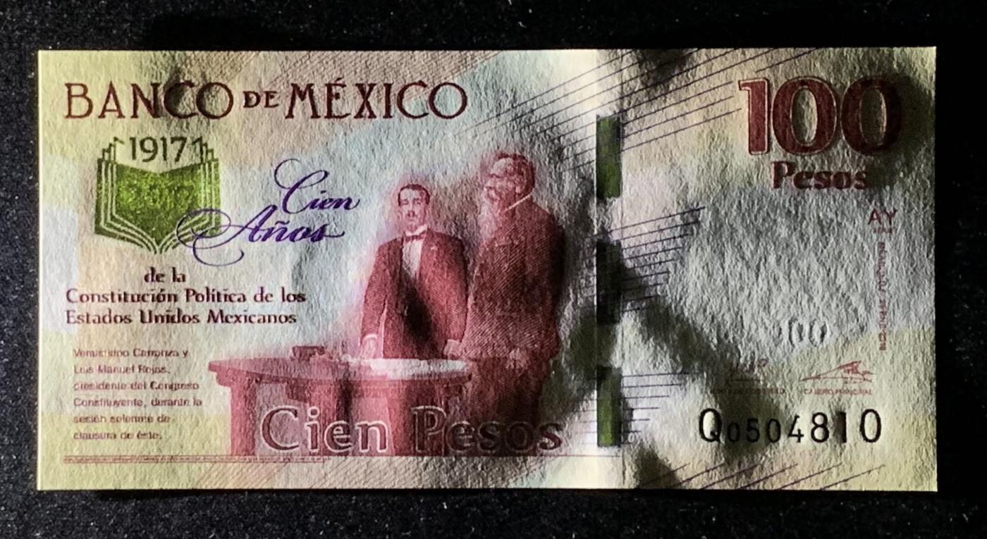 紫瑗钱币——第302期拍卖—纸币场 墨西哥 2017年 宪法颁布100周年 100比索 UNC