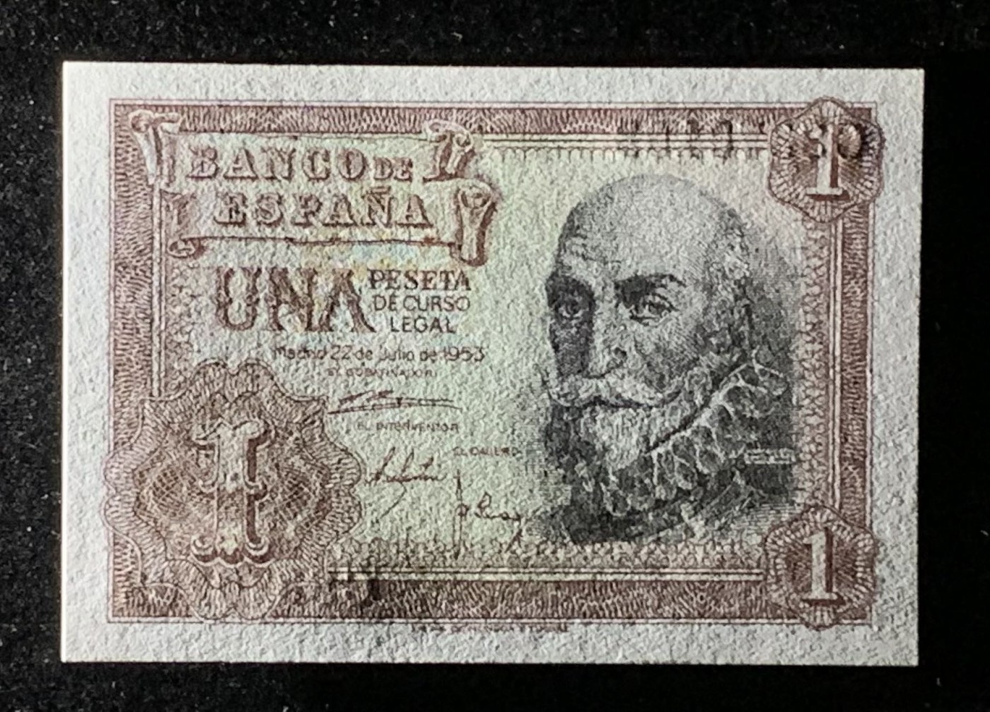 紫瑗钱币——第302期拍卖—纸币场 西班牙 1953年 圣克鲁斯侯爵 阿尔瓦罗·德·巴赞 1比塞塔 UNC