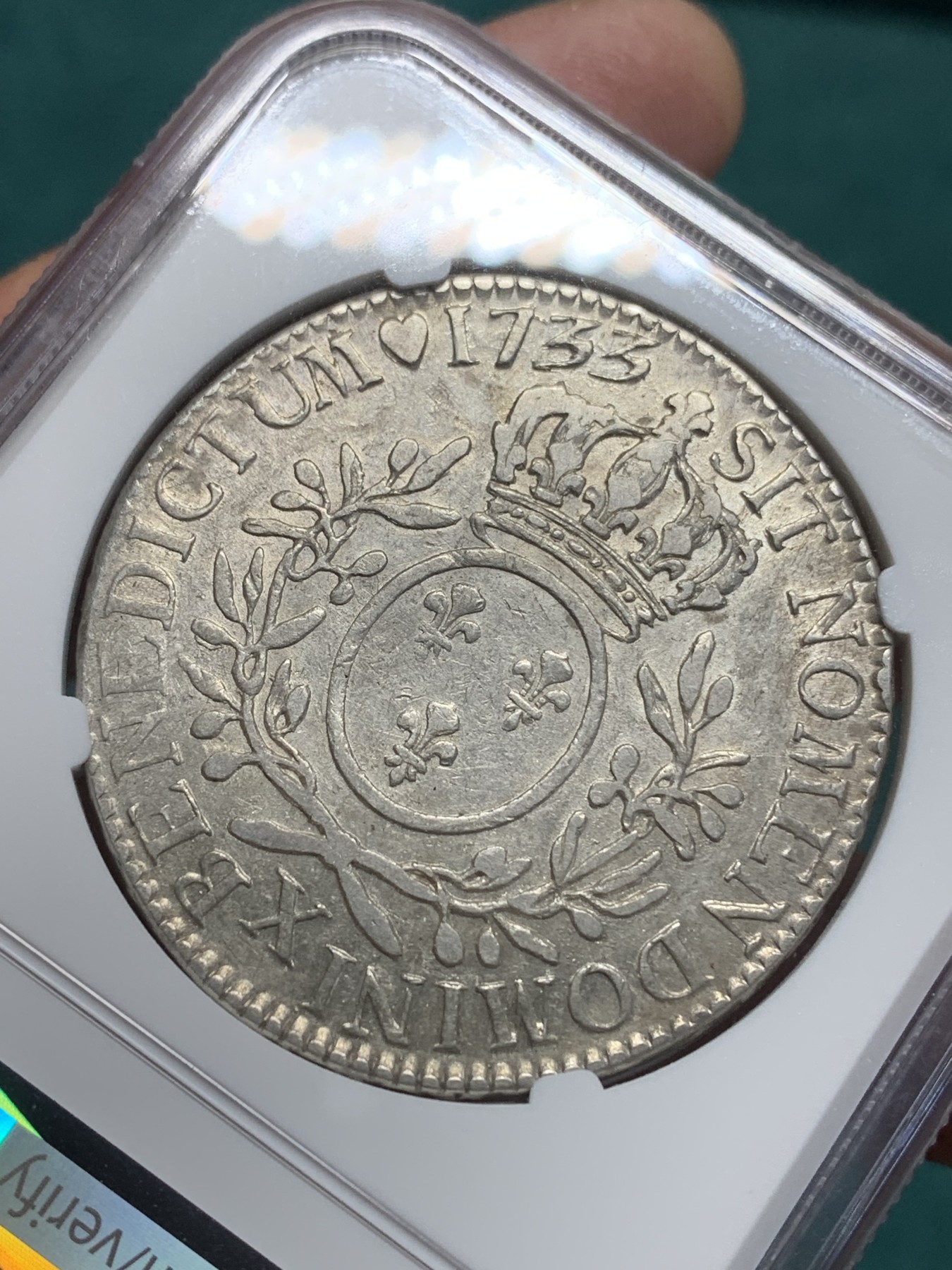 《竞宝斋》第195场-周日，周一 2场 (全场包邮) NGC XFD 法国1733年路易十五埃居大银 稀少厂名 底板转光