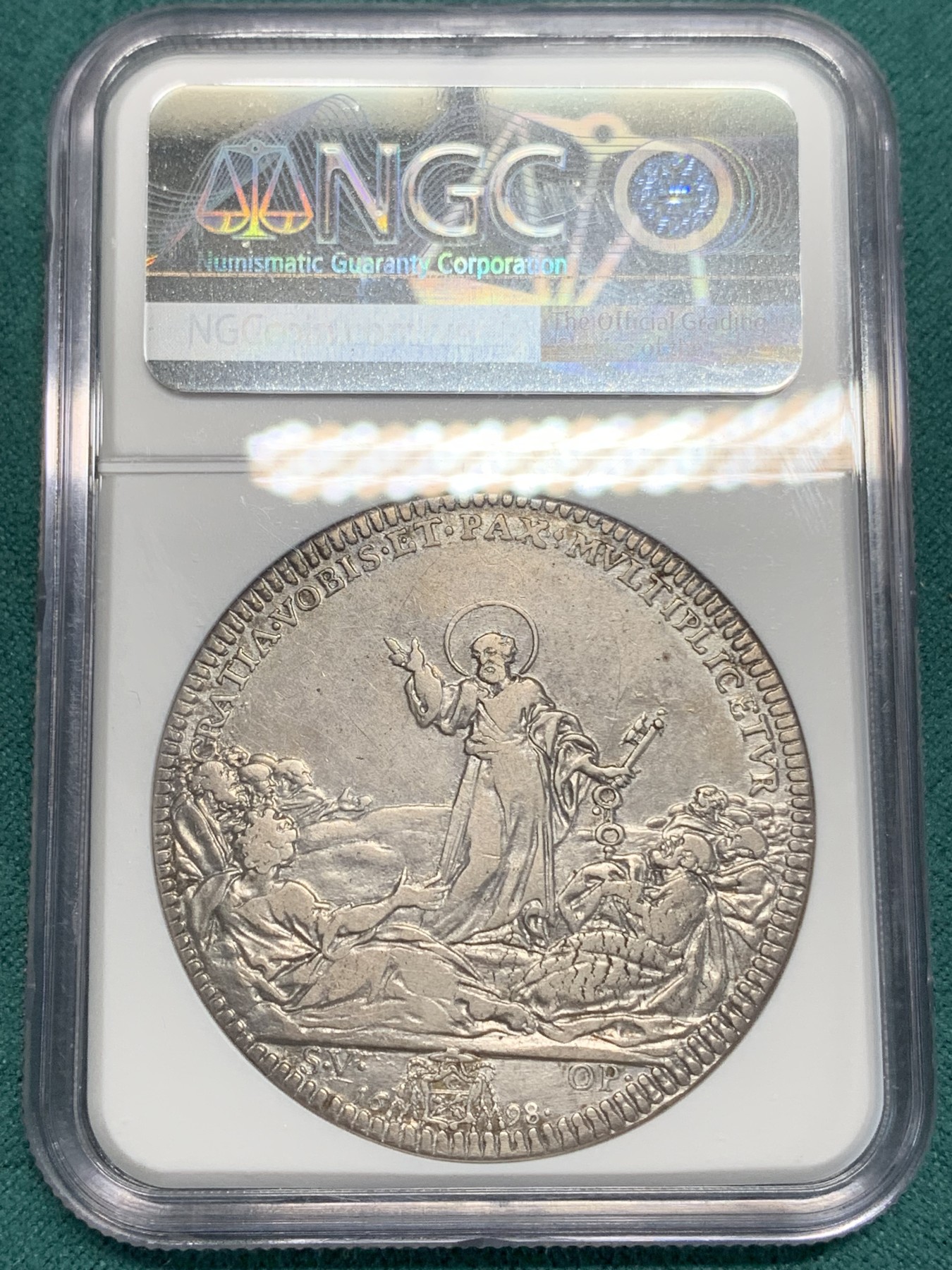 《竞宝斋》第195场-周日，周一 2场 (全场包邮) NGC XF  意大利教皇国 1698年1皮阿斯特大银币