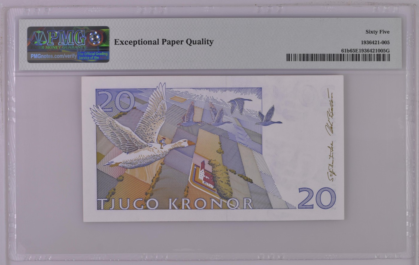 紫瑗钱币——第302期拍卖—纸币场 【PMG 65EPQ】瑞典 1994-95年 骑鹅旅行记 20克朗 (P-61b）