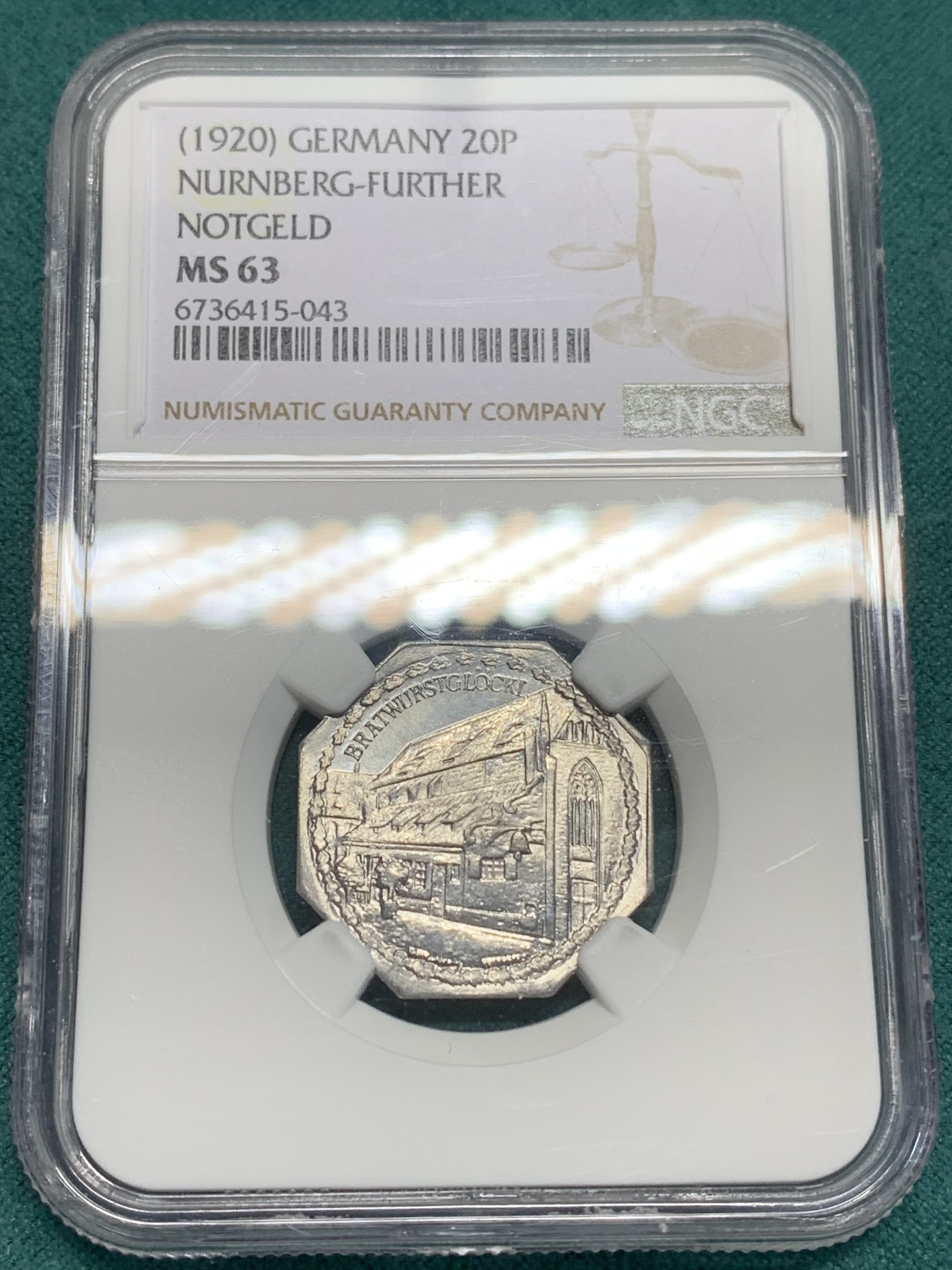 《竞宝斋》第195场-周日，周一 2场 (全场包邮) NGC MS63 德国1920纽伦堡电车代币