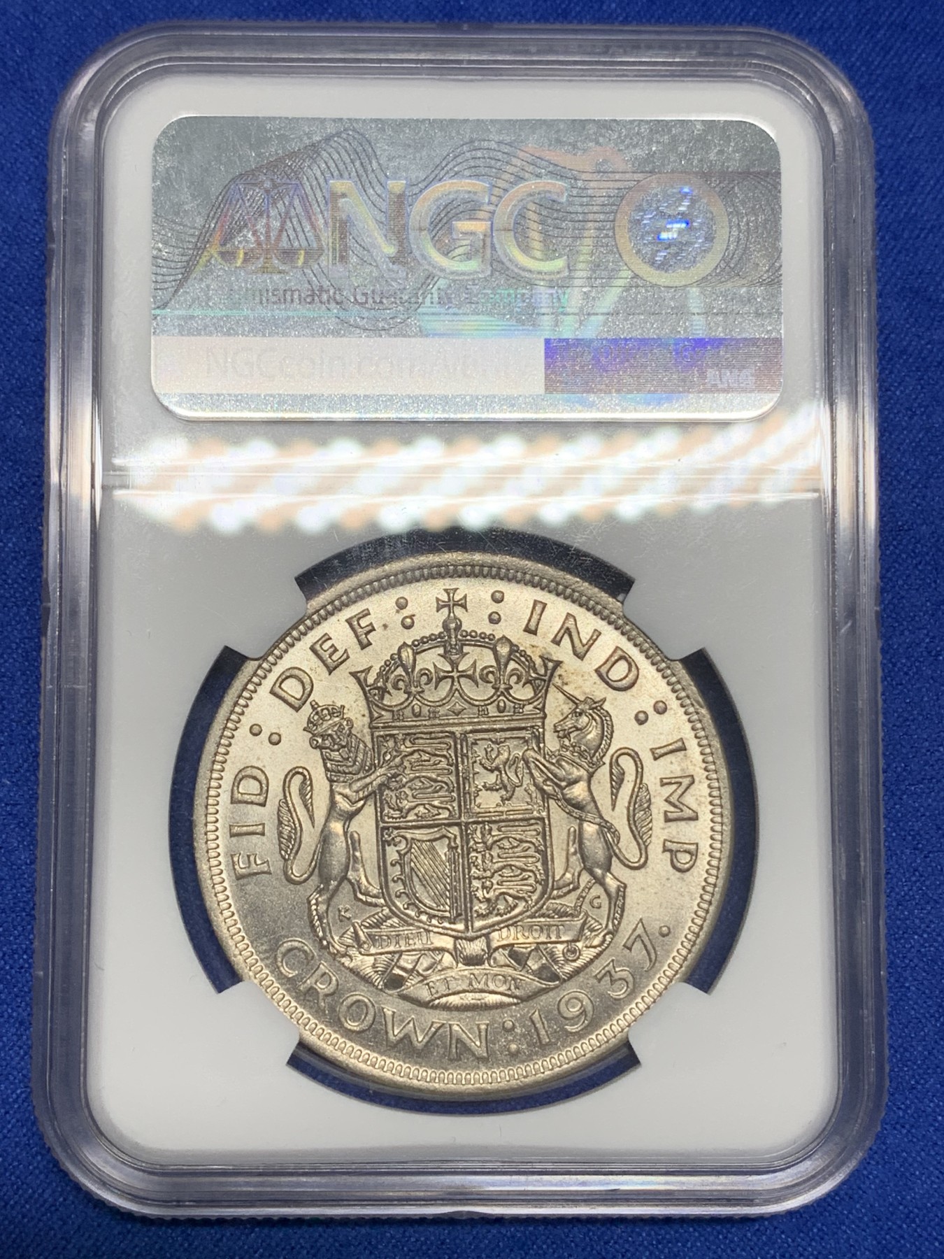 《竞宝斋》第195场-周日，周一 2场 (全场包邮) NGC-MS63 英国1937年乔治六世登基克朗银币，车轮光好品。