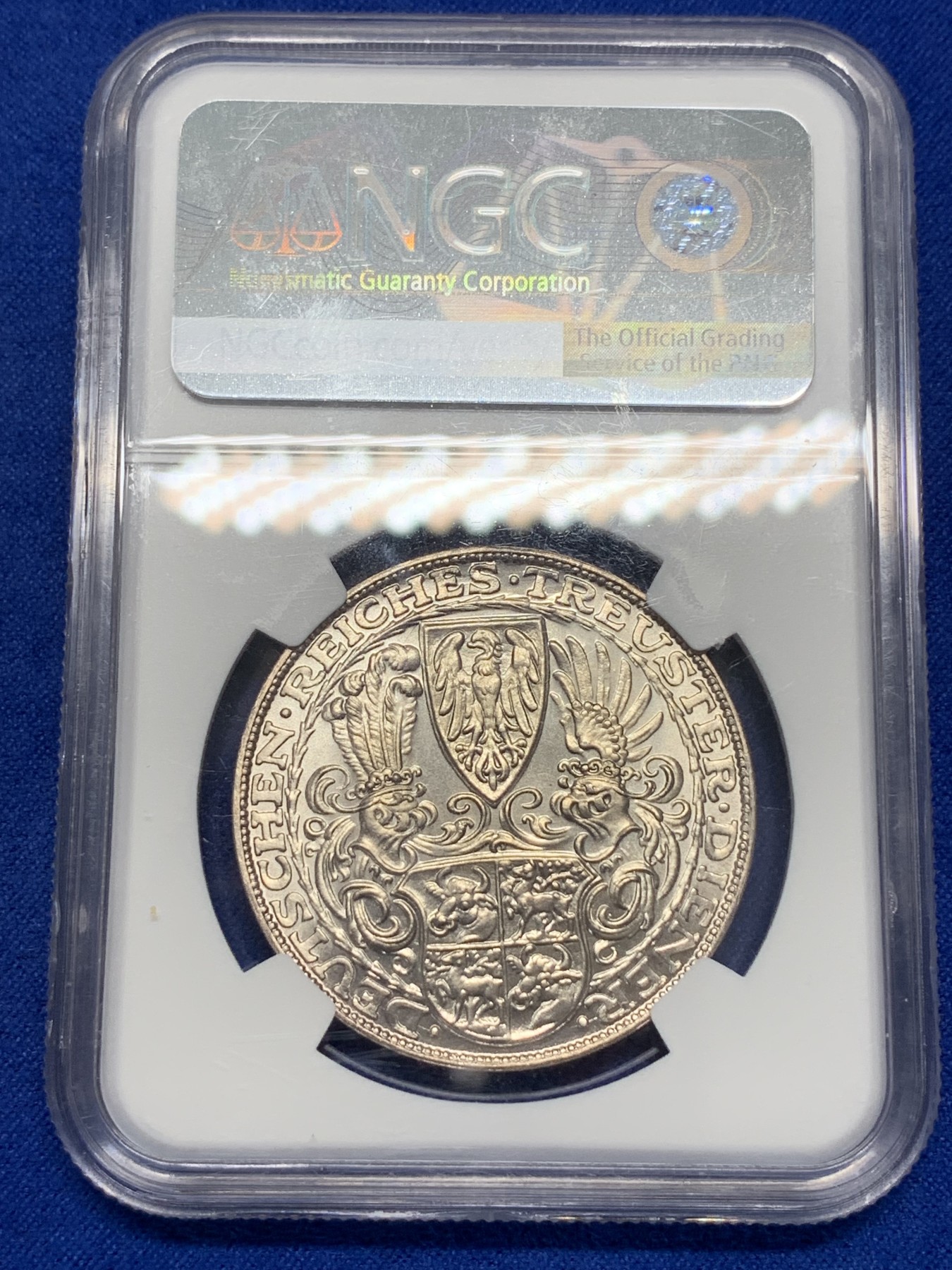 《竞宝斋》第195场-周日，周一 2场 (全场包邮) NGC-MS67 德国 1927年 兴登堡80大寿5马克币型银章 经典中的经典 卡尔哥茨作品 ngc亚军 仅有一枚更高分 国内首见 无需赘言