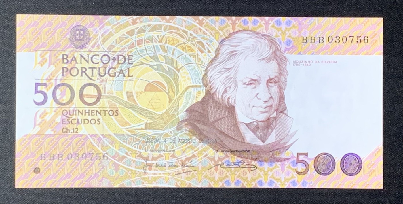 紫瑗钱币——第302期拍卖—纸币场 【BBB冠】葡萄牙 1985年 8月4日 莫西尼奥 500埃斯库多 UNC