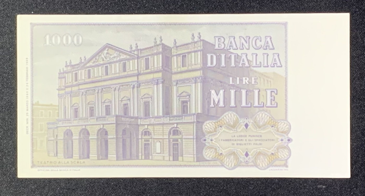 紫瑗钱币——第302期拍卖—纸币场 【首发年】意大利 1969年 威尔第 1000里拉 UNC