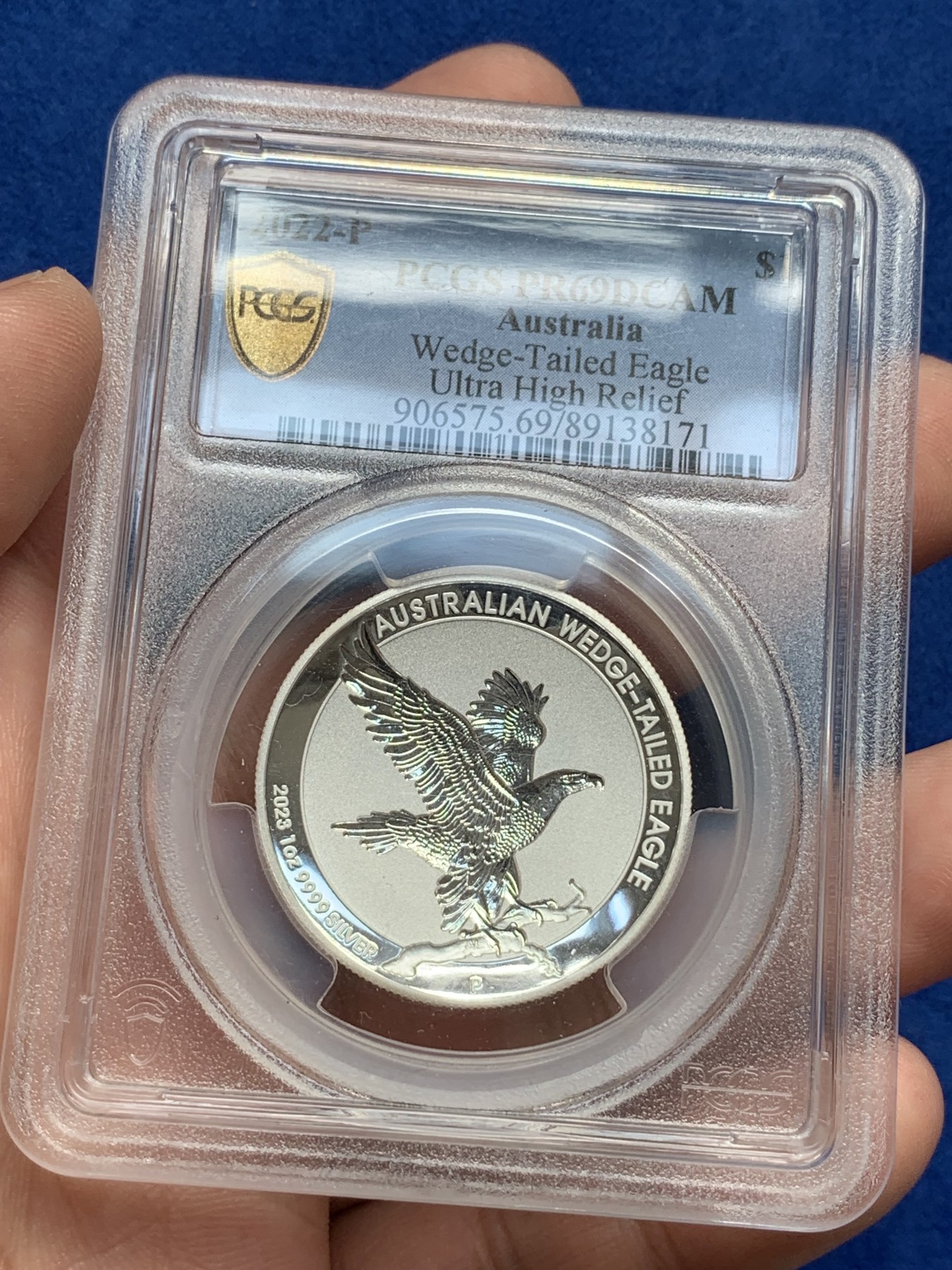 《竞宝斋》第195场-周日，周一 2场 (全场包邮) PCGS PR69 澳大利亚2022加厚凹面雕刻老鹰1元银币 带原盒 少见