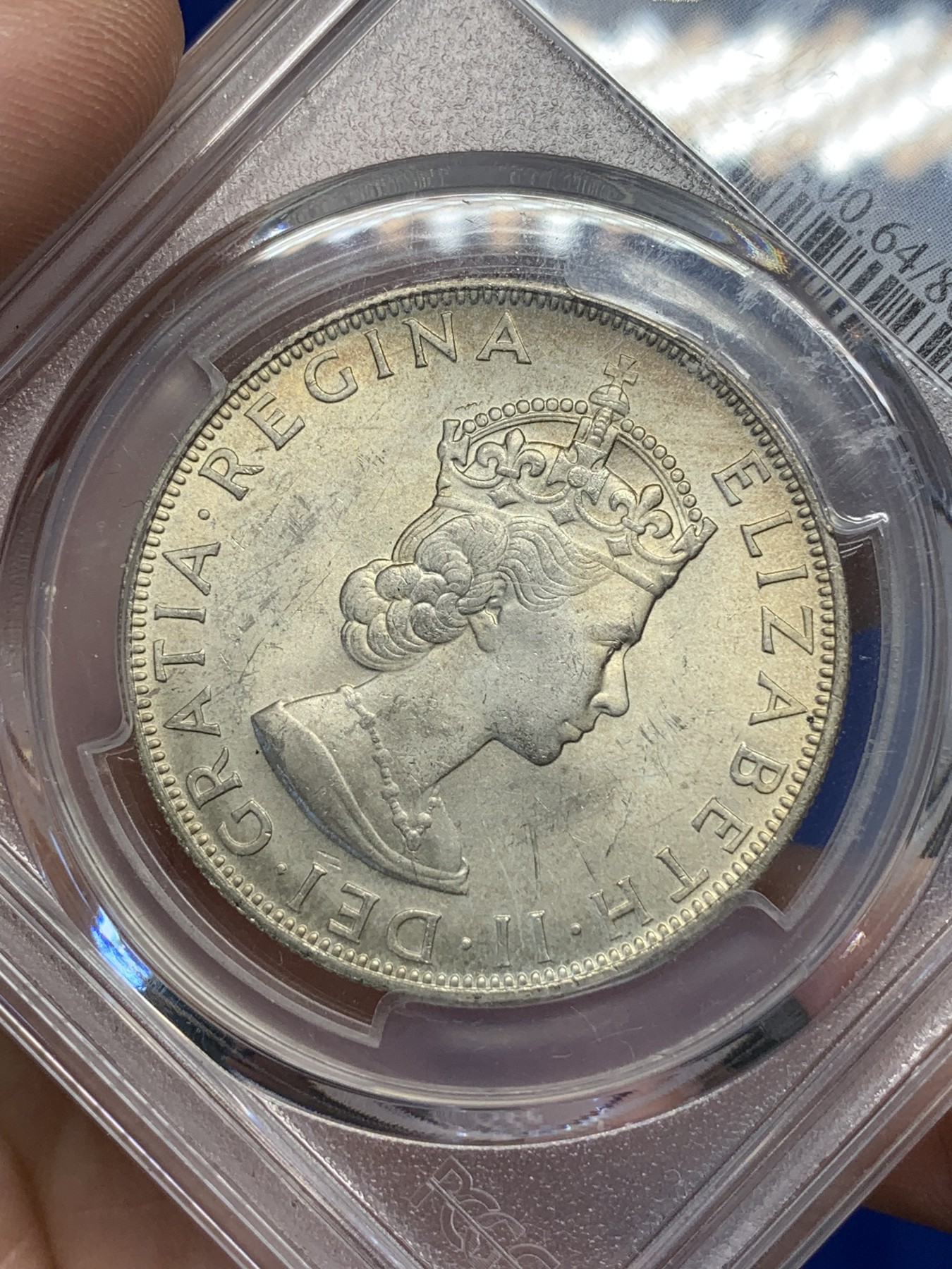 《竞宝斋》第195场-周日，周一 2场 (全场包邮) PCGS-MS64 1964年英属百慕大群岛克朗银币