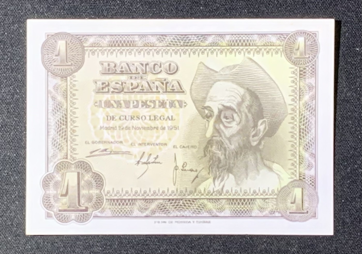 紫瑗钱币——第302期拍卖—纸币场 西班牙 1951年 唐·吉坷德 1比塞塔 UNC