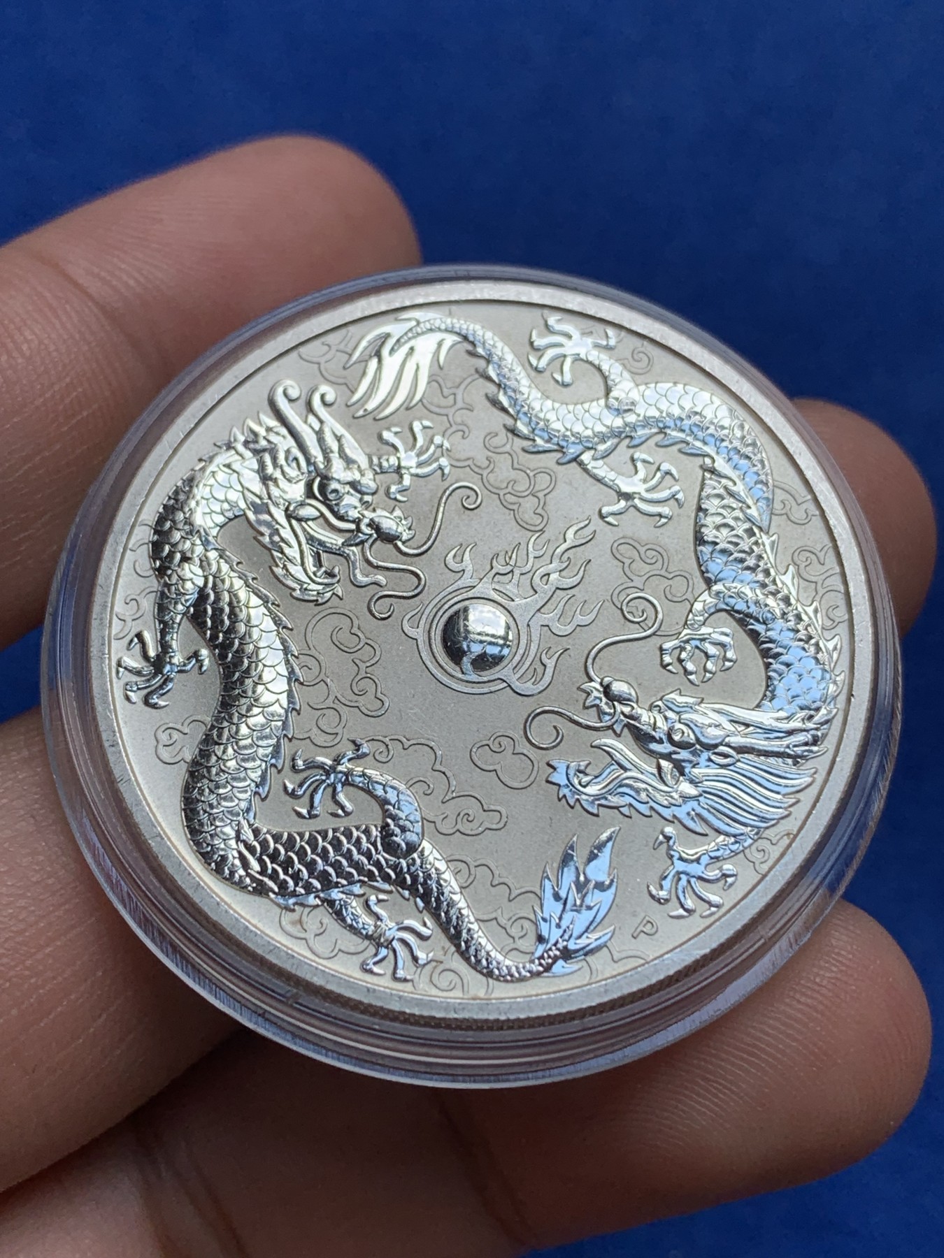 《竞宝斋》第195场-周日，周一 2场 (全场包邮) 2019 澳大利亚双龙银币 1盎司 999银