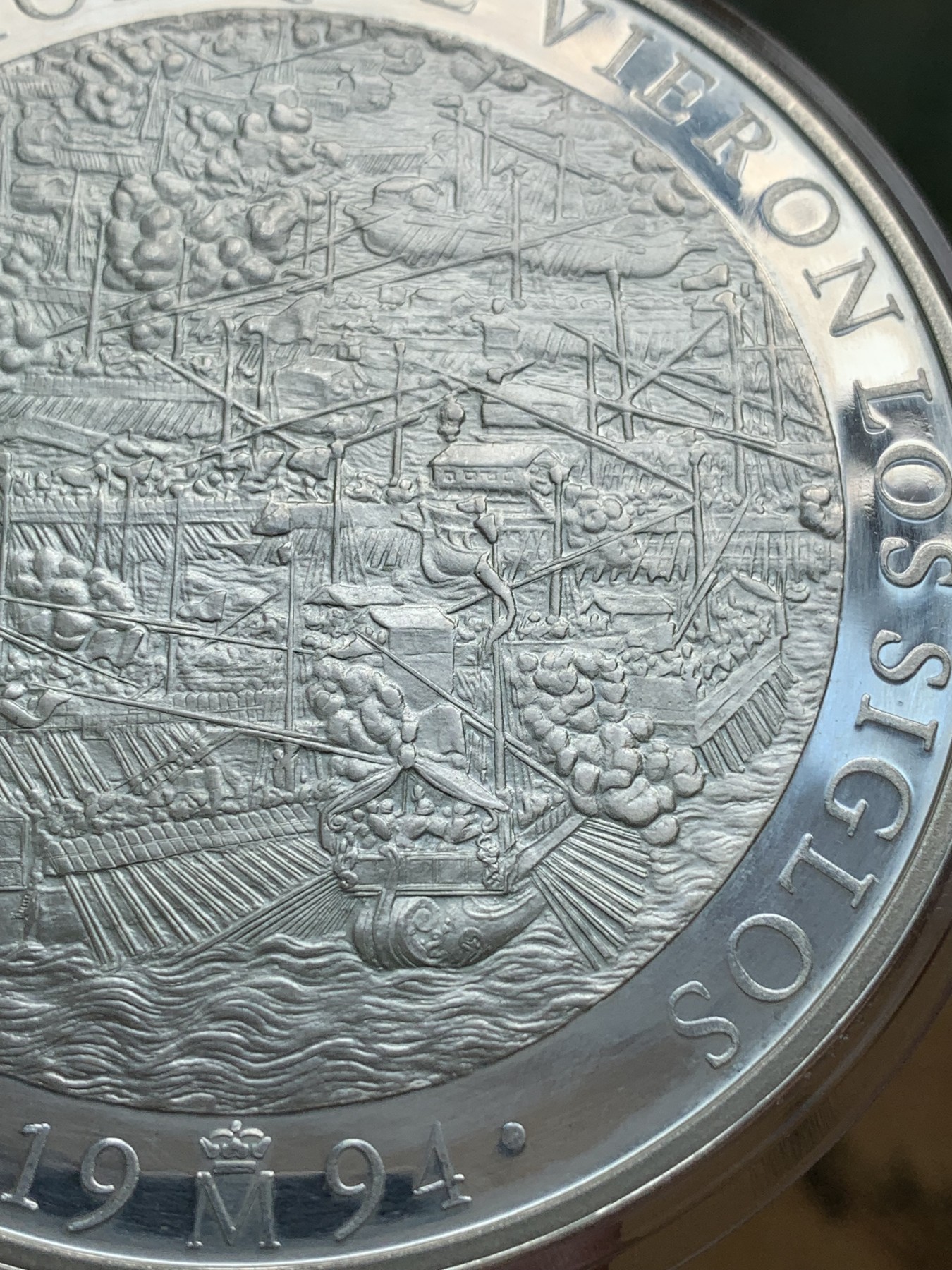 《竞宝斋》第195场-周日，周一 2场 (全场包邮) 西班牙1994年25ECU精制大银币  原盒证书 少见 168.75克 925银 比5盎司还大