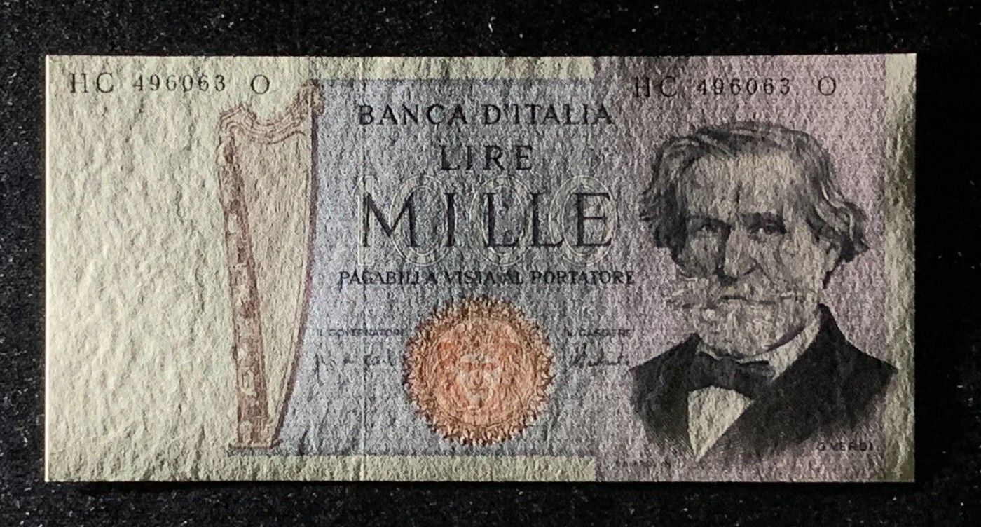 紫瑗钱币——第302期拍卖—纸币场 意大利 1975年 威尔第 1000里拉 UNC