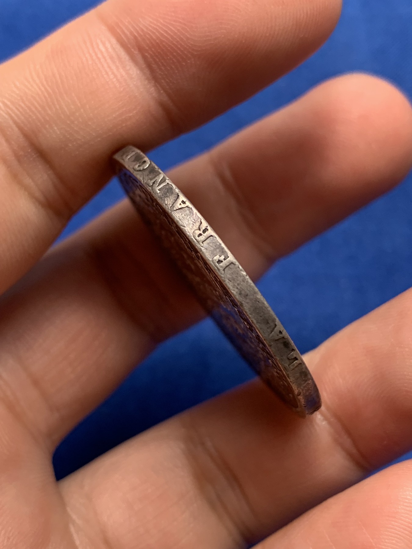 《竞宝斋》第195场-周日，周一 2场 (全场包邮) 1849年法国谷物女神5法郎银币，原味老包浆 细节见图