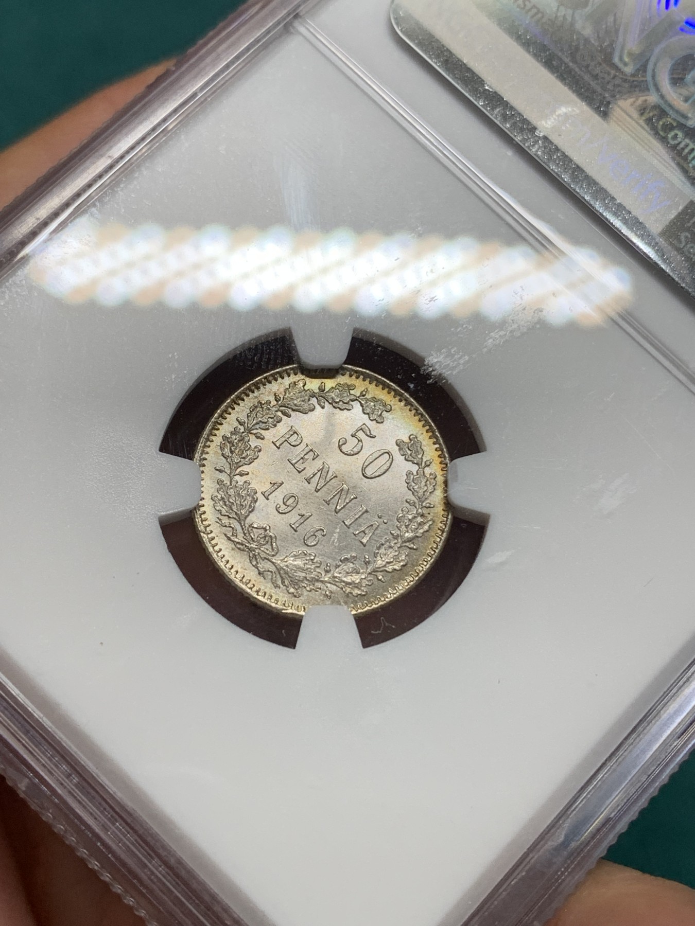 《竞宝斋》第195场-周日，周一 2场 (全场包邮) NGC-MS65俄属芬兰50芬尼银币，带环彩