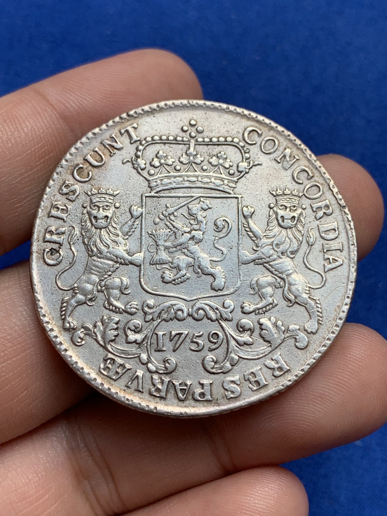 《竞宝斋》第195场-周日，周一 2场 (全场包邮) pcgs au （86674401）已砸盒 1759 荷兰大马剑  细节高点都非常好 可见轻微划痕