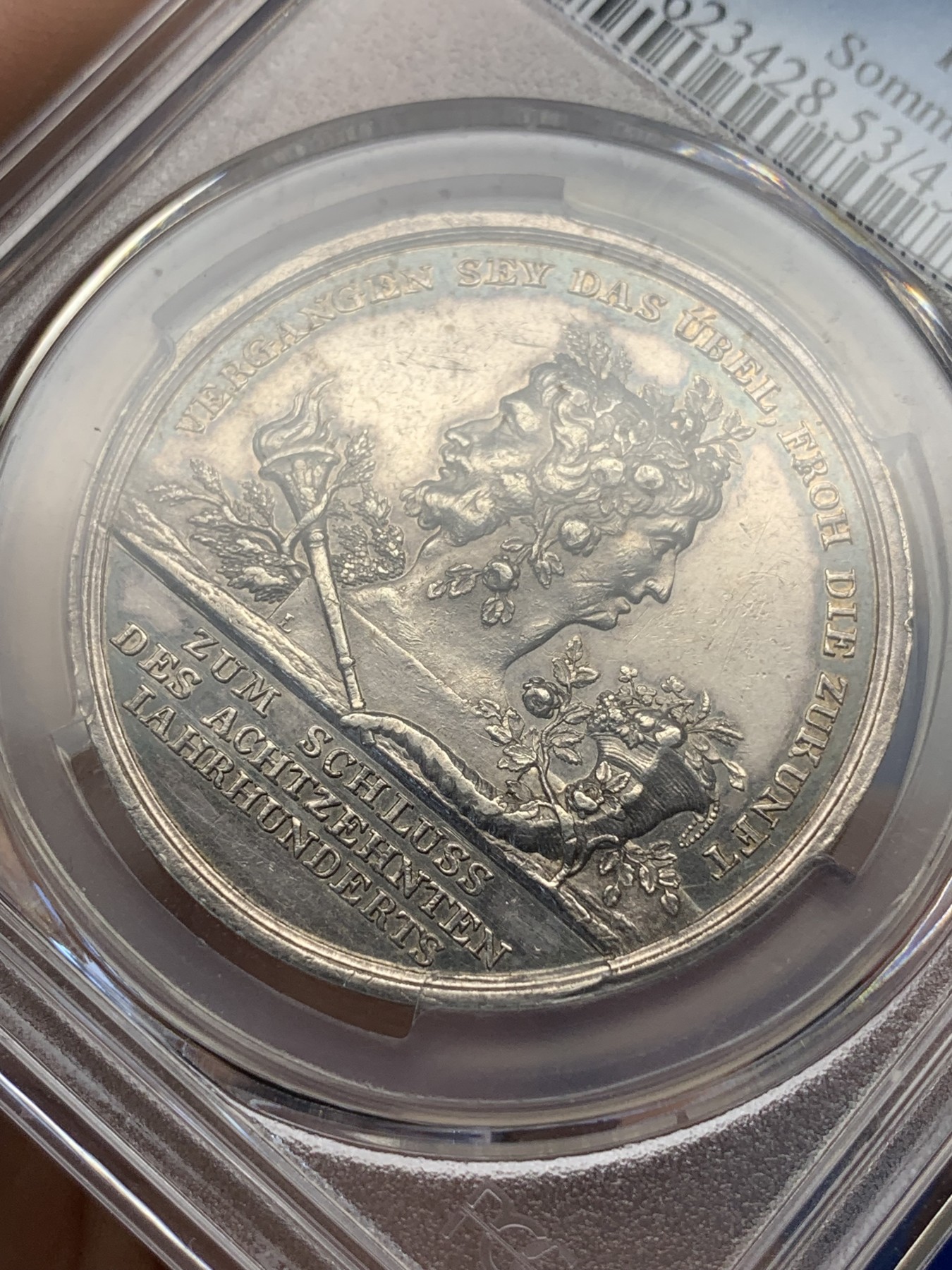 《竞宝斋》第195场-周日，周一 2场 (全场包邮) PCGS-SP53 德国 19世纪 创世纪双面神银章 Loos经典作品