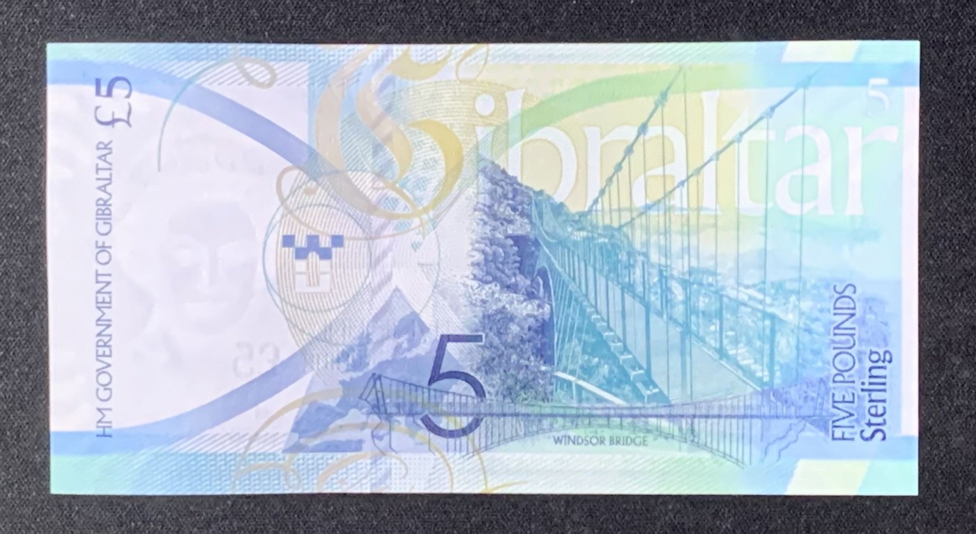 紫瑗钱币——第302期拍卖—纸币场 【百位号 双号7】直布罗陀 2020年 伊丽莎白二世 5磅 UNC