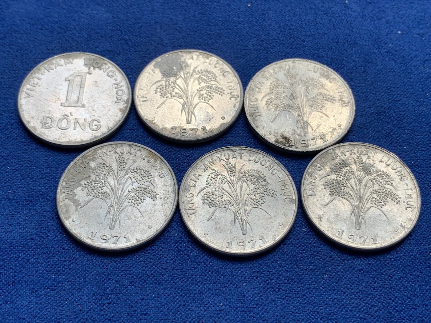《竞宝斋》第195场-周日，周一 2场 (全场包邮) 6枚一组 南越1971年1盾铝币