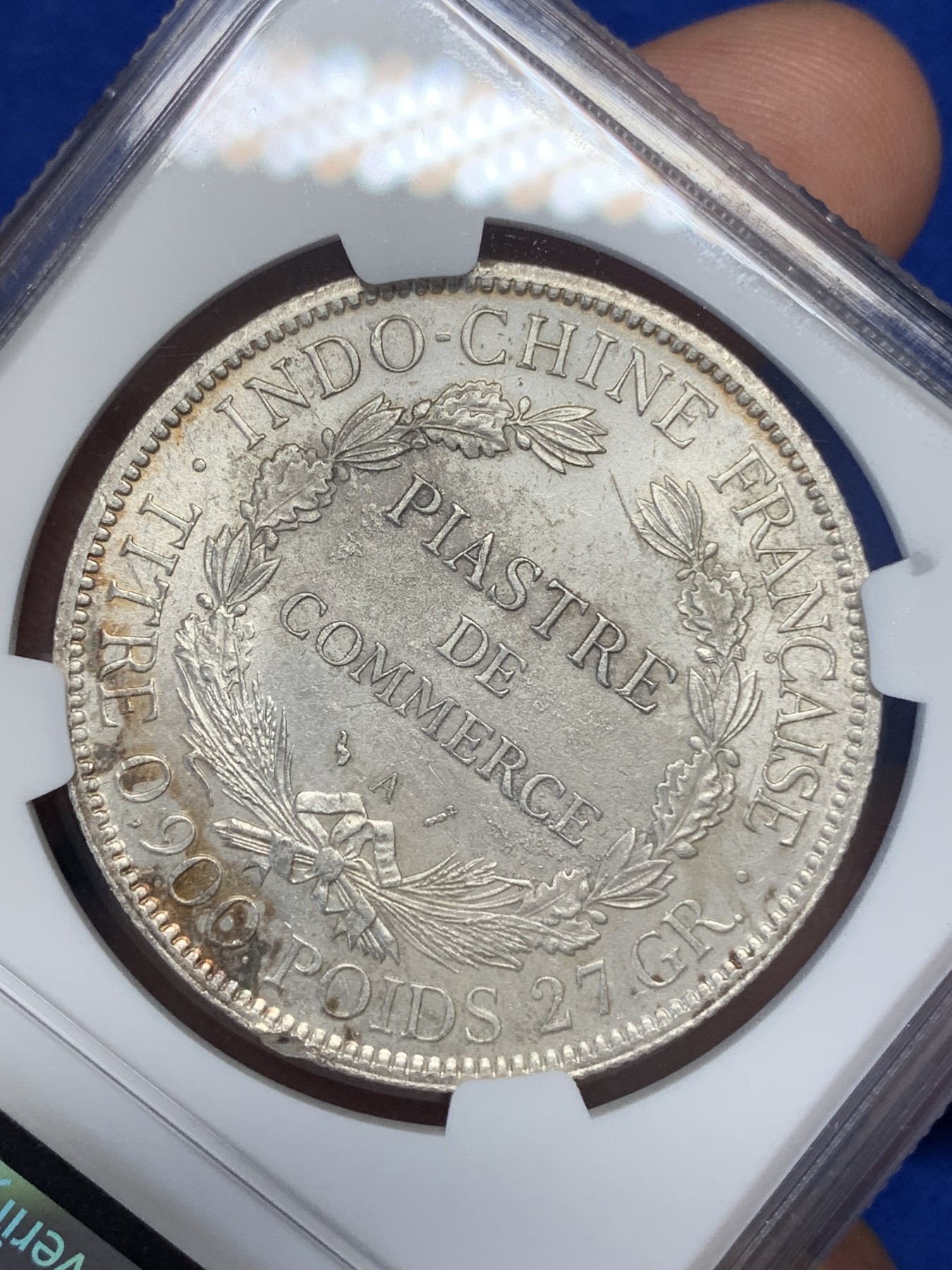 《竞宝斋》第195场-周日，周一 2场 (全场包邮) NGC-AUD 法属印度支那 1895A 坐洋 难得五官清晰 底光可见