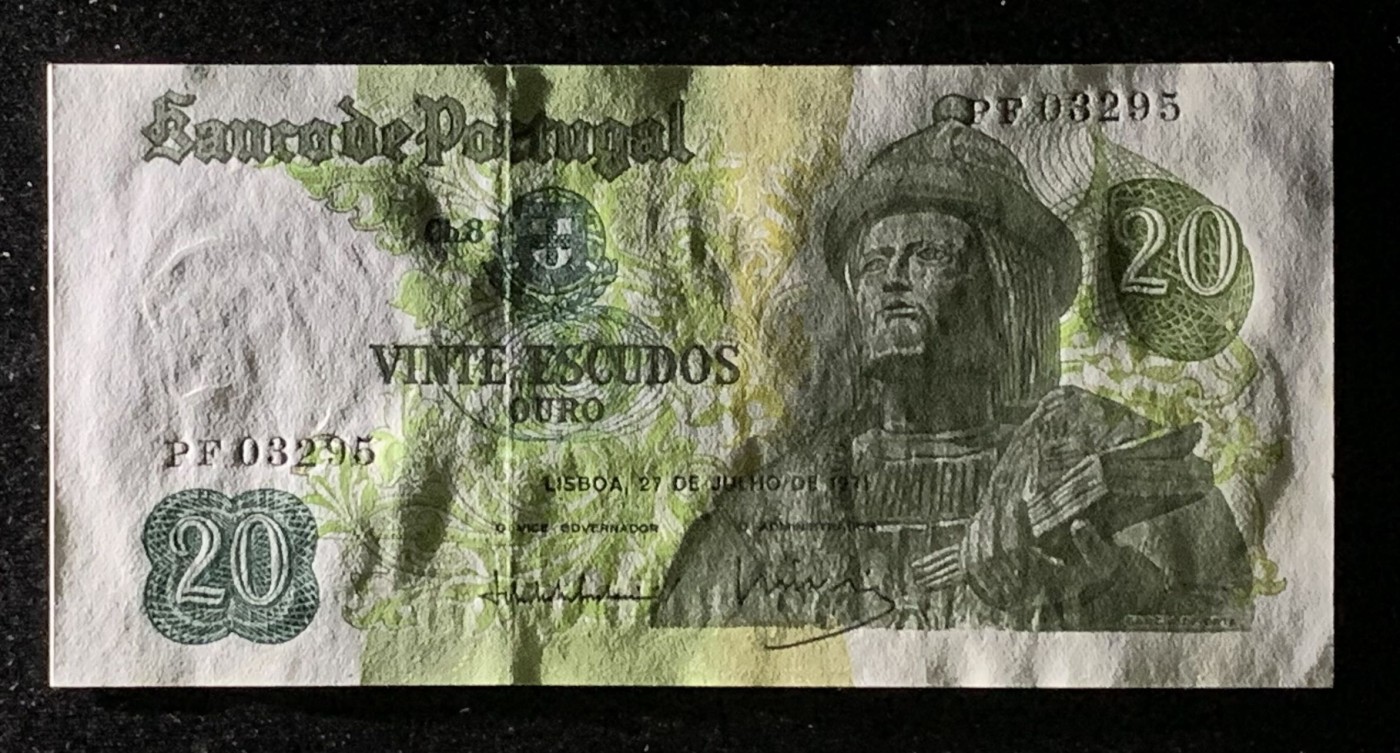 紫瑗钱币——第302期拍卖—纸币场 葡萄牙 1971年 加西亚·德·奥尔塔 20埃斯库多 UNC