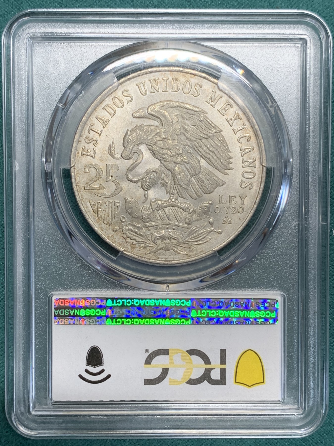 《竞宝斋》第195场-周日，周一 2场 (全场包邮) PCGS ms63+ 墨西哥1968年奥运会纪念25比索银币