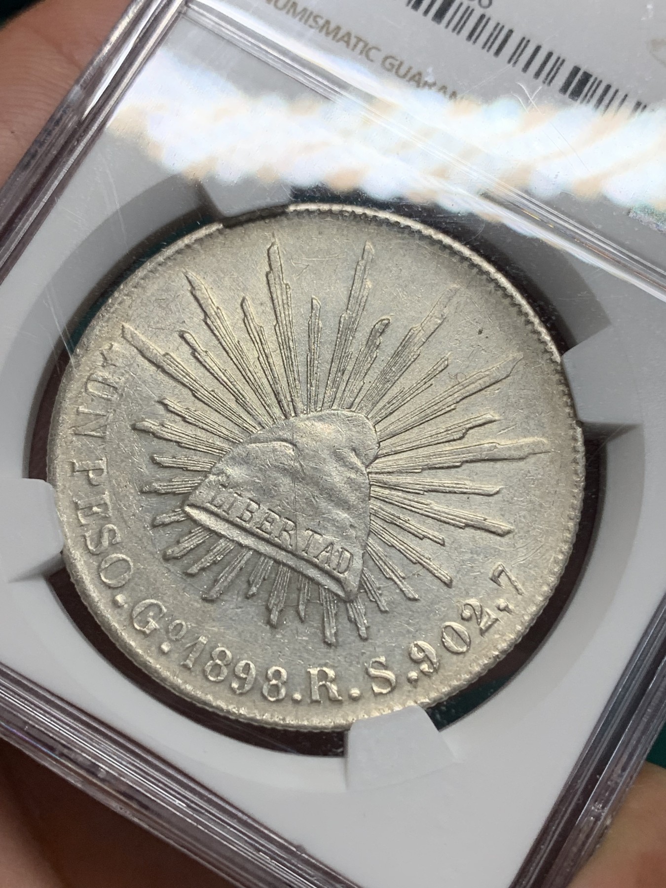 《竞宝斋》第195场-周日，周一 2场 (全场包邮) NGC AU 墨西哥1898年直边鹰洋银元