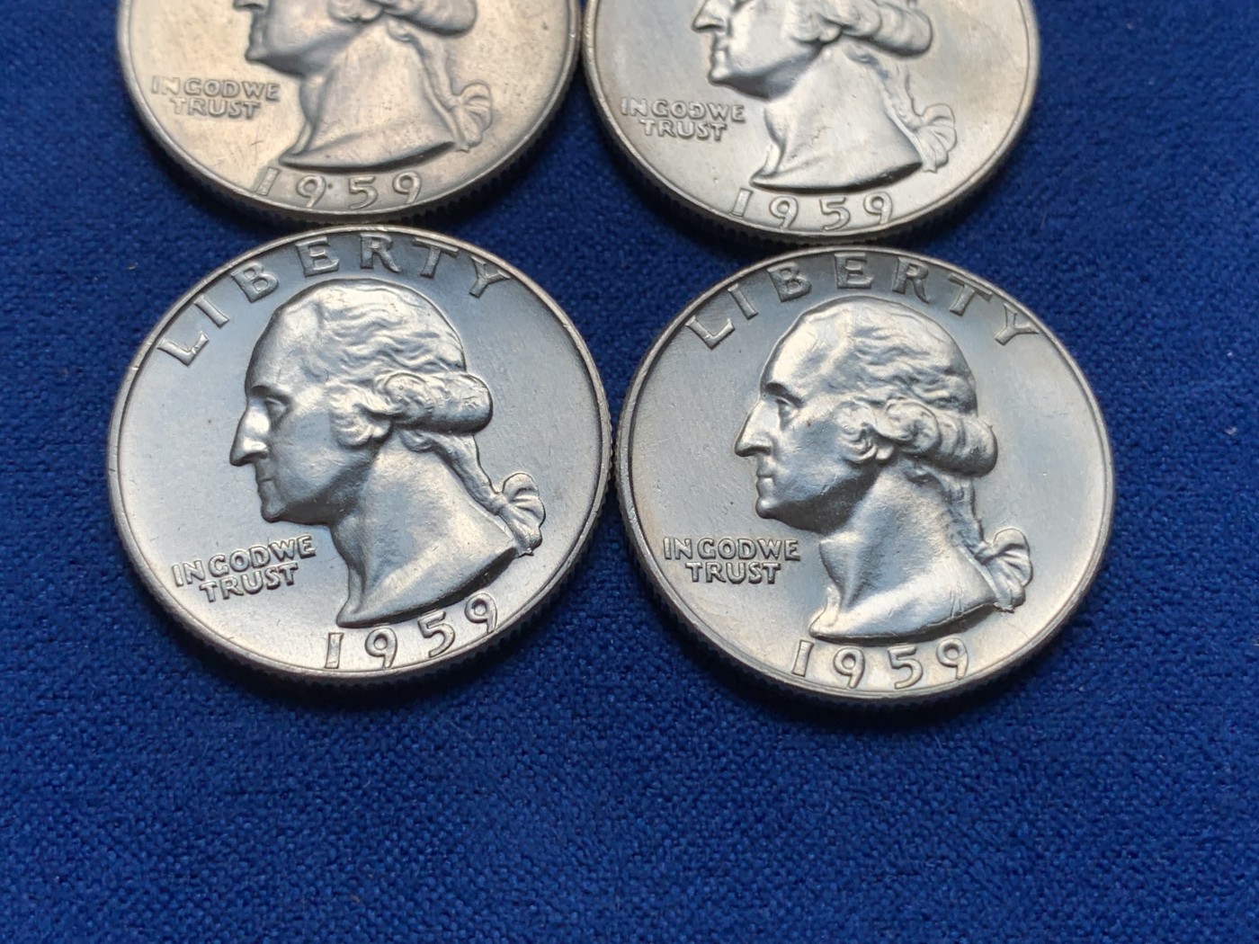 《竞宝斋》第195场-周日，周一 2场 (全场包邮) 4枚一组 美国1959年25美分银币 900高银