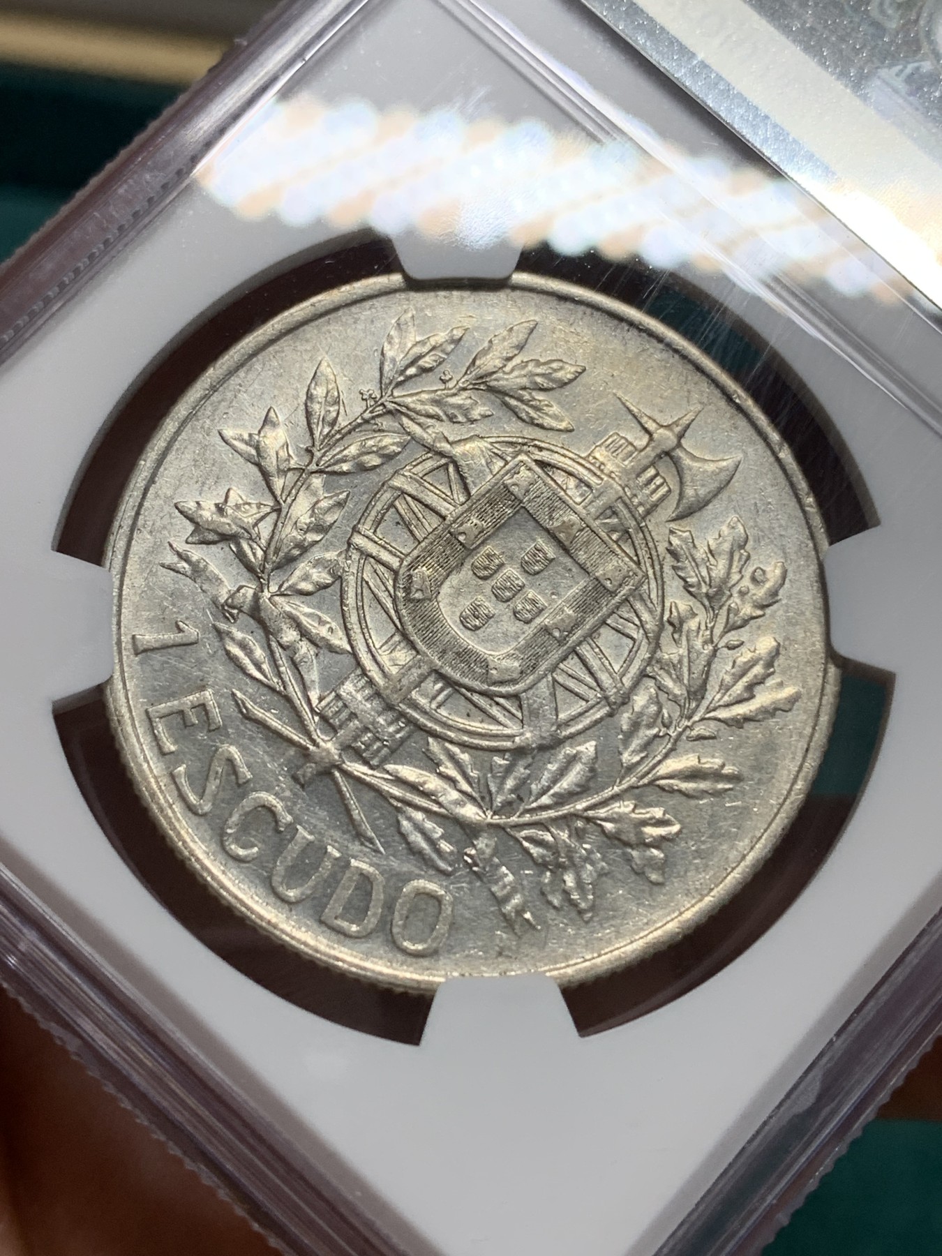 《竞宝斋》第195场-周日，周一 2场 (全场包邮) NGC AU55 葡萄牙1910年半岛战争女神头像 1埃斯库多大银币 稀少品种